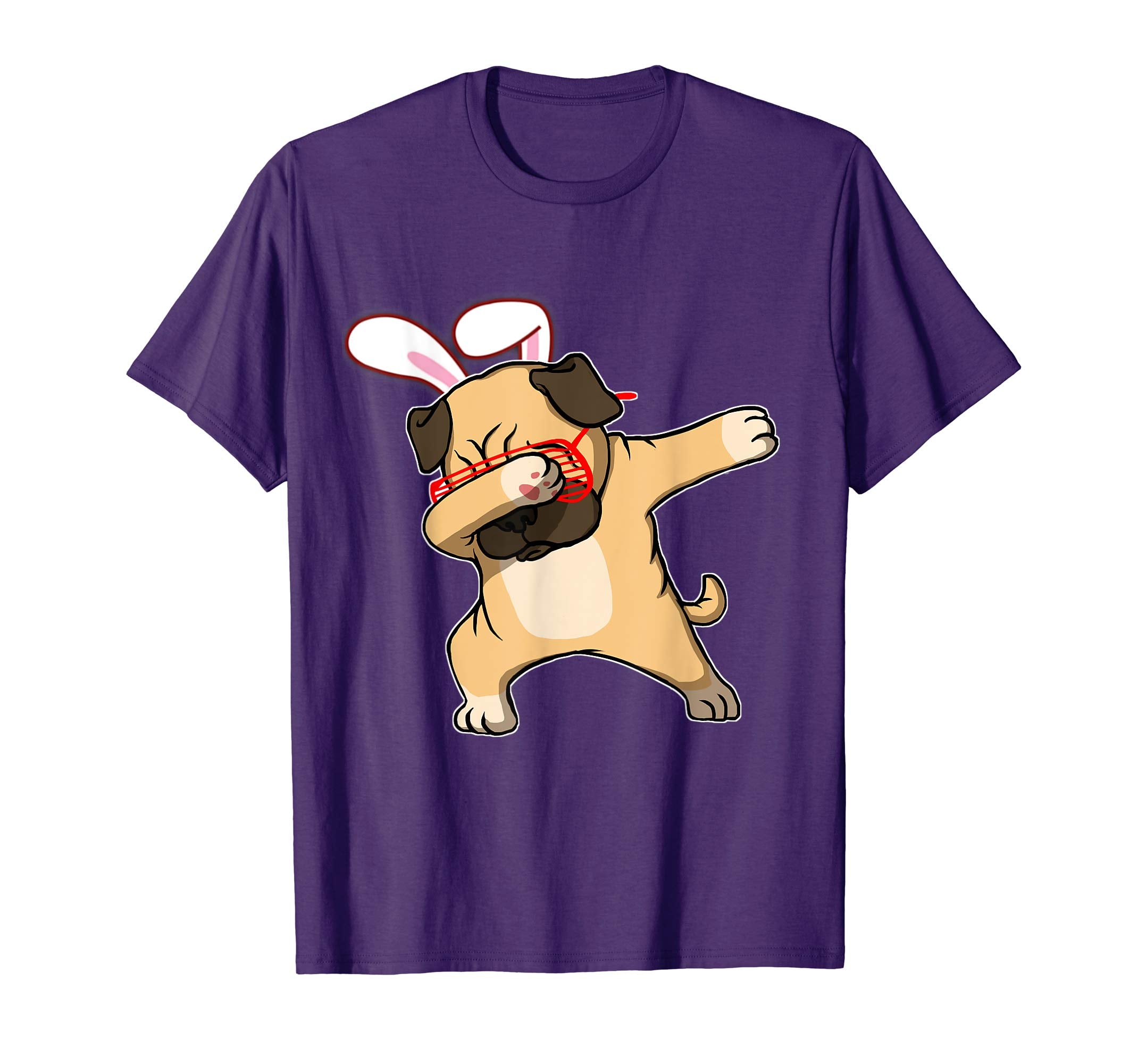 Easter Bunny Dabbing Pug Dog Tshirt Rabbit Ears Animal Gift