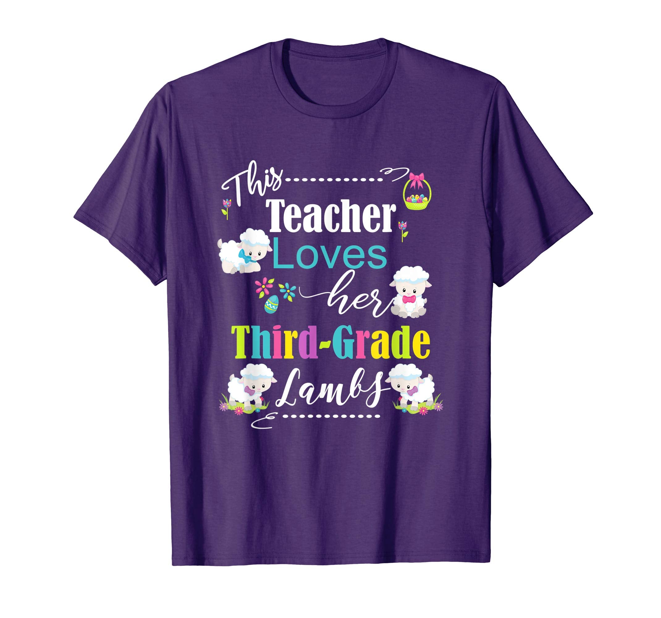 Third Grade Teacher Easter School Shirt Cute Love My Lambs