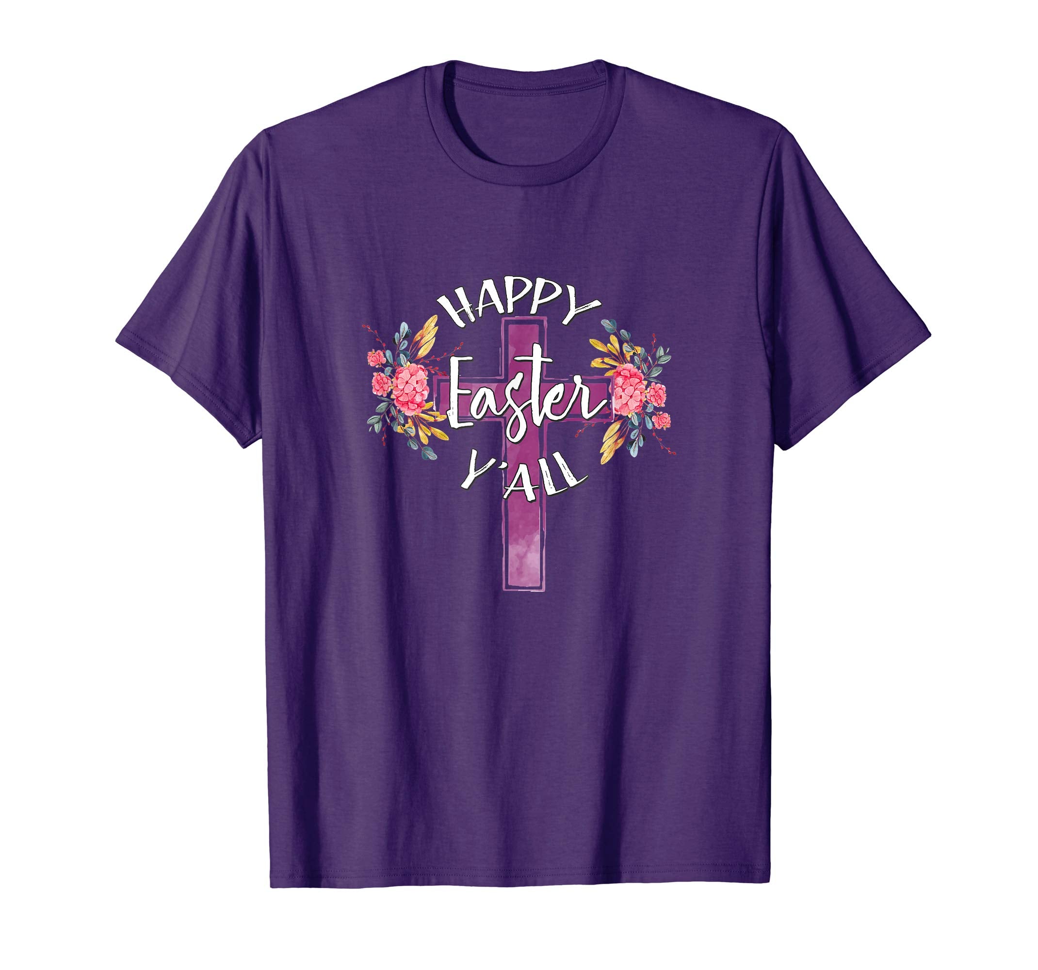 Happy Easter Y'all Flower Cross Southern Christian T-Shirt