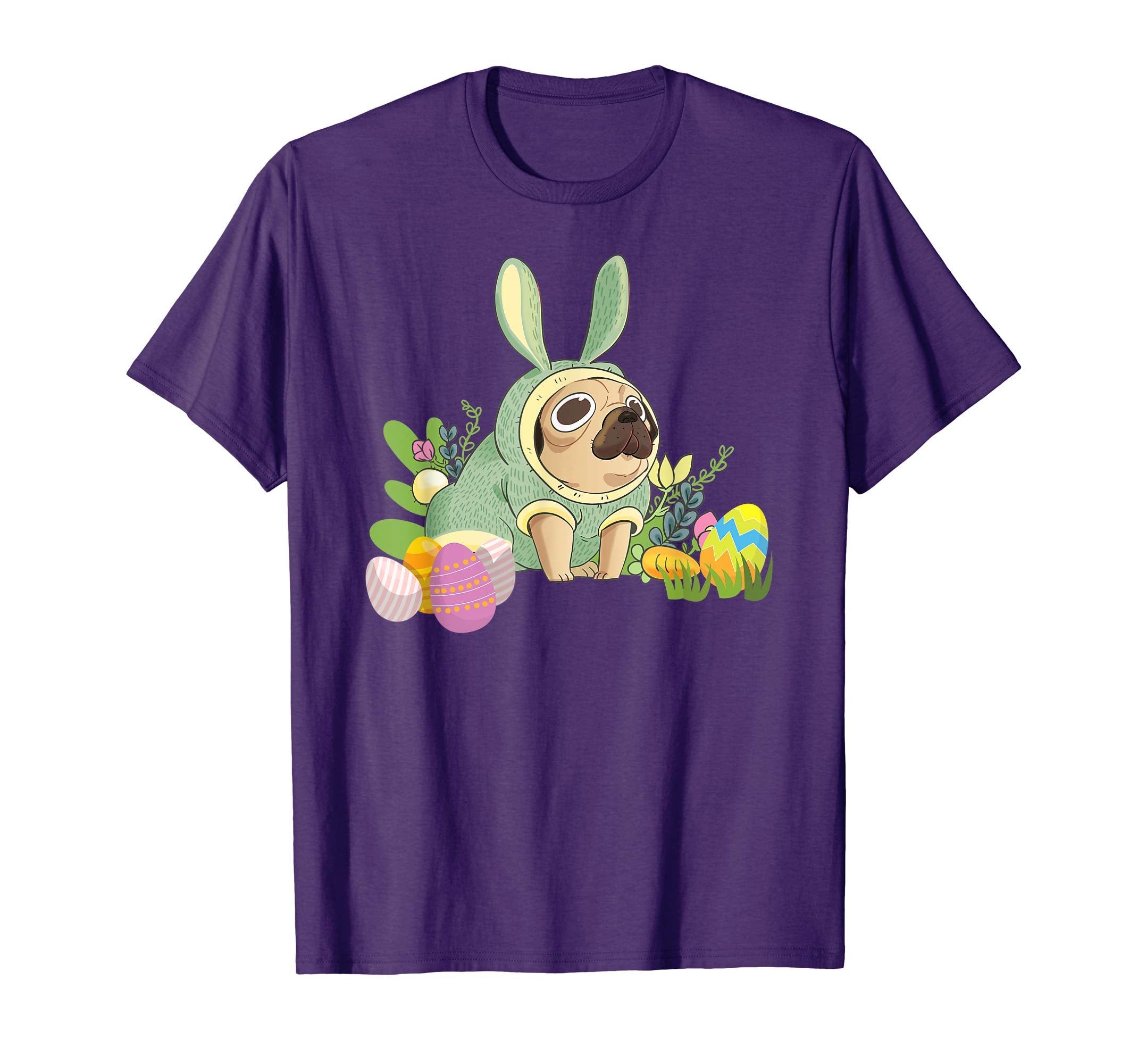 Bunny Pug Dog Easter Day Dog Lovers T-Shirt Egg Hunting