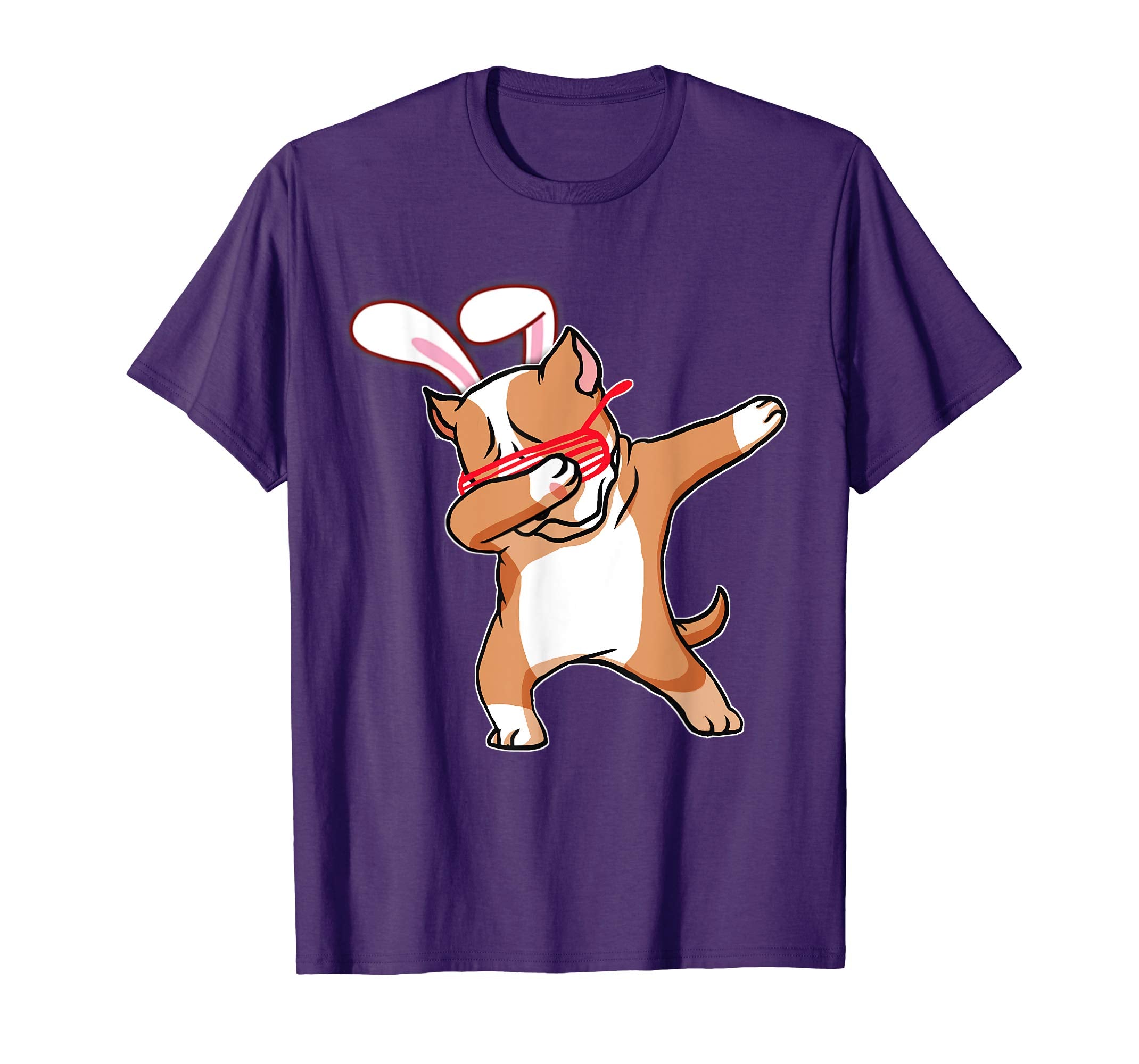 Easter Bunny Dabbing Pitbull Dog Tshirt Rabbit Ears Gift