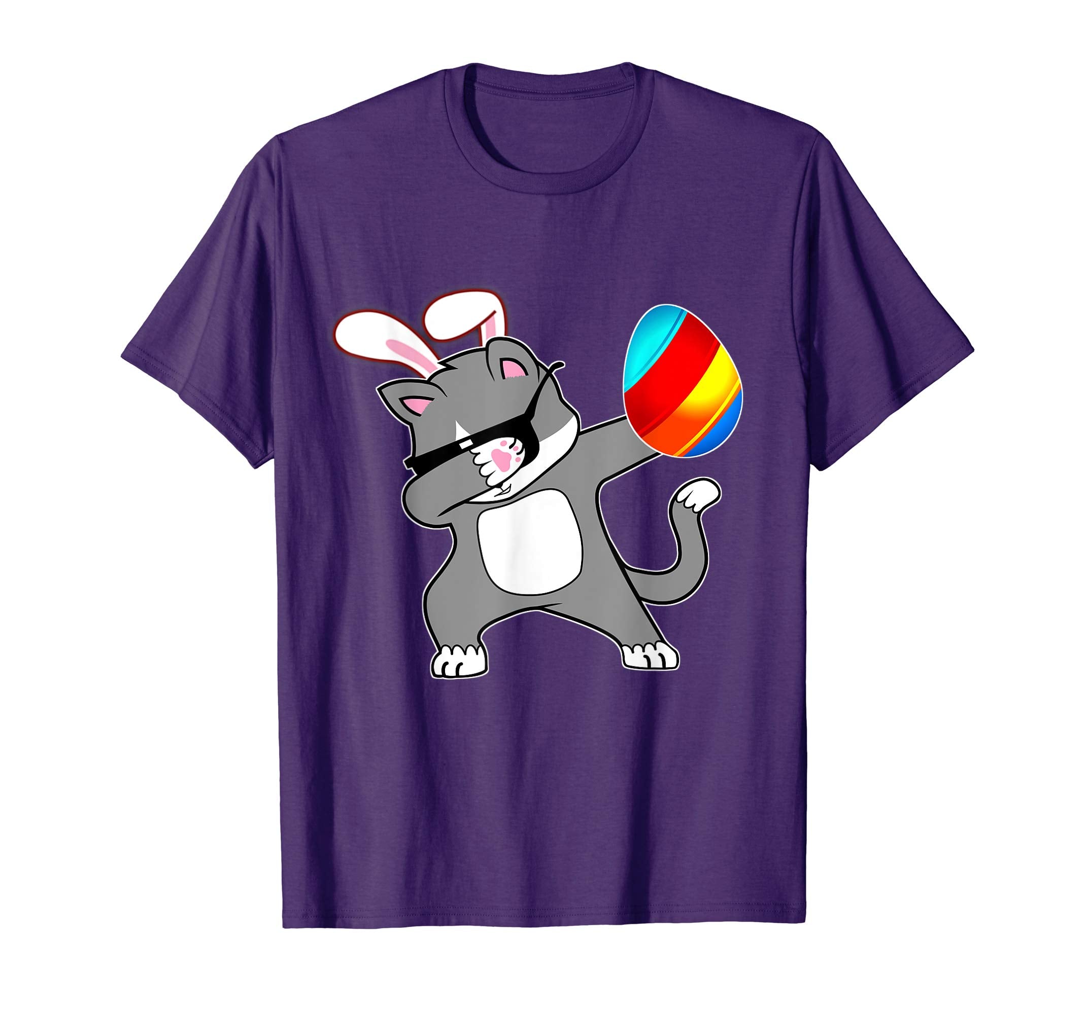 Easter Bunny Dabbing Kitty Cat Tshirt Egg Ears Animal Gift