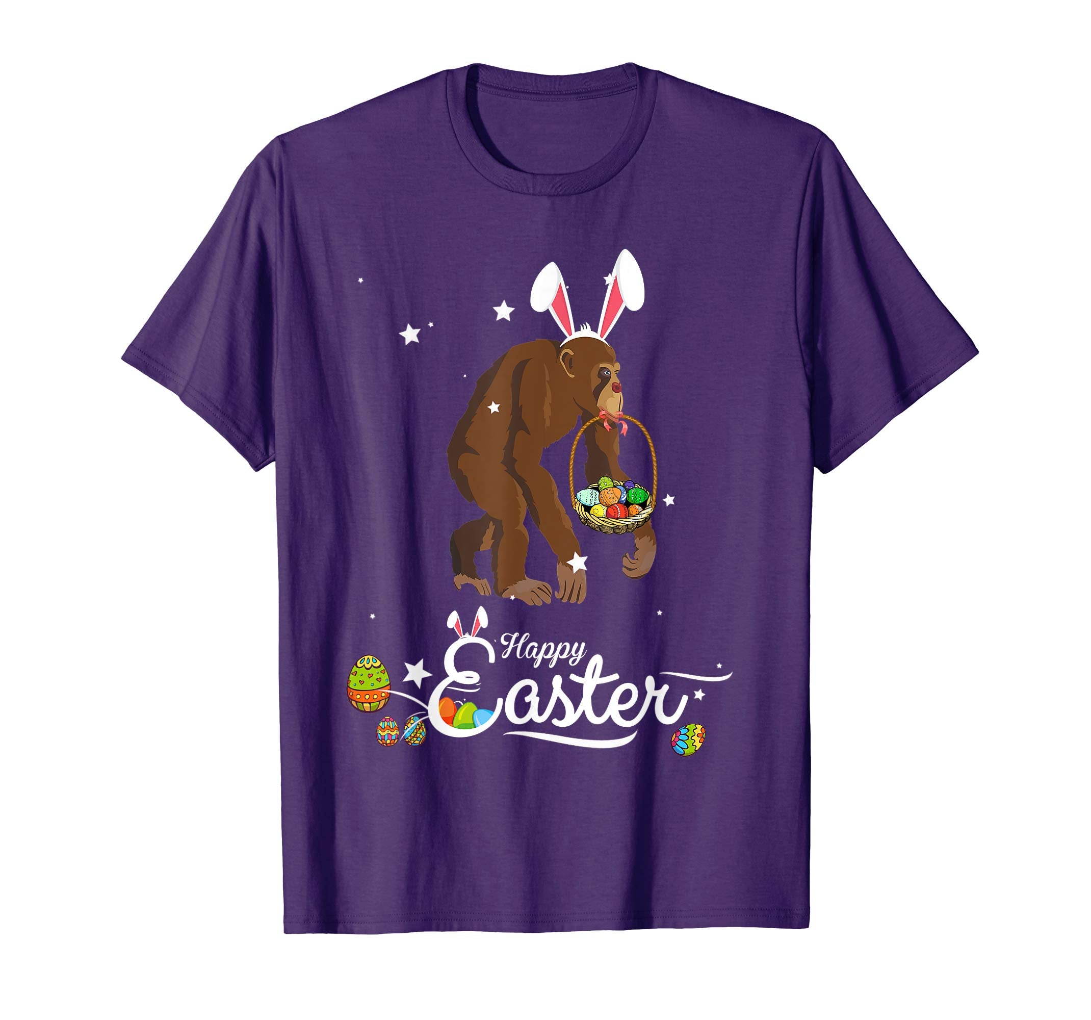 Cute Easter Monkey with Bunny Ears and Eggs T Shirt