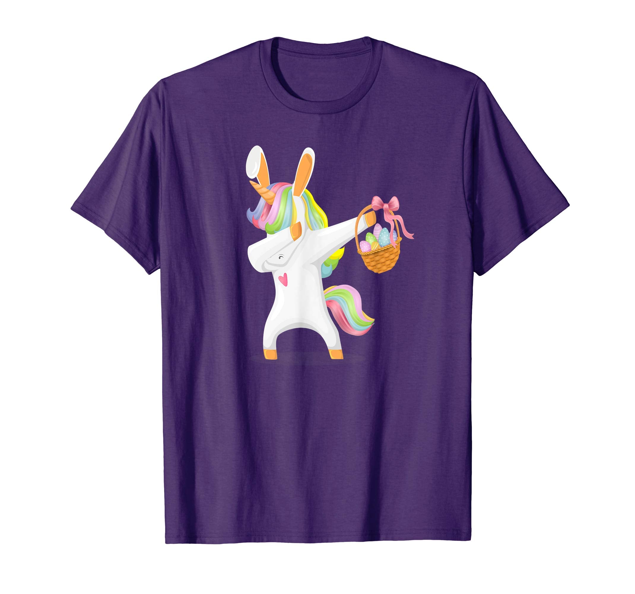 Dabbing Unicorn With Bunny Rabbit Ears &amp; Easter Basket Shirt