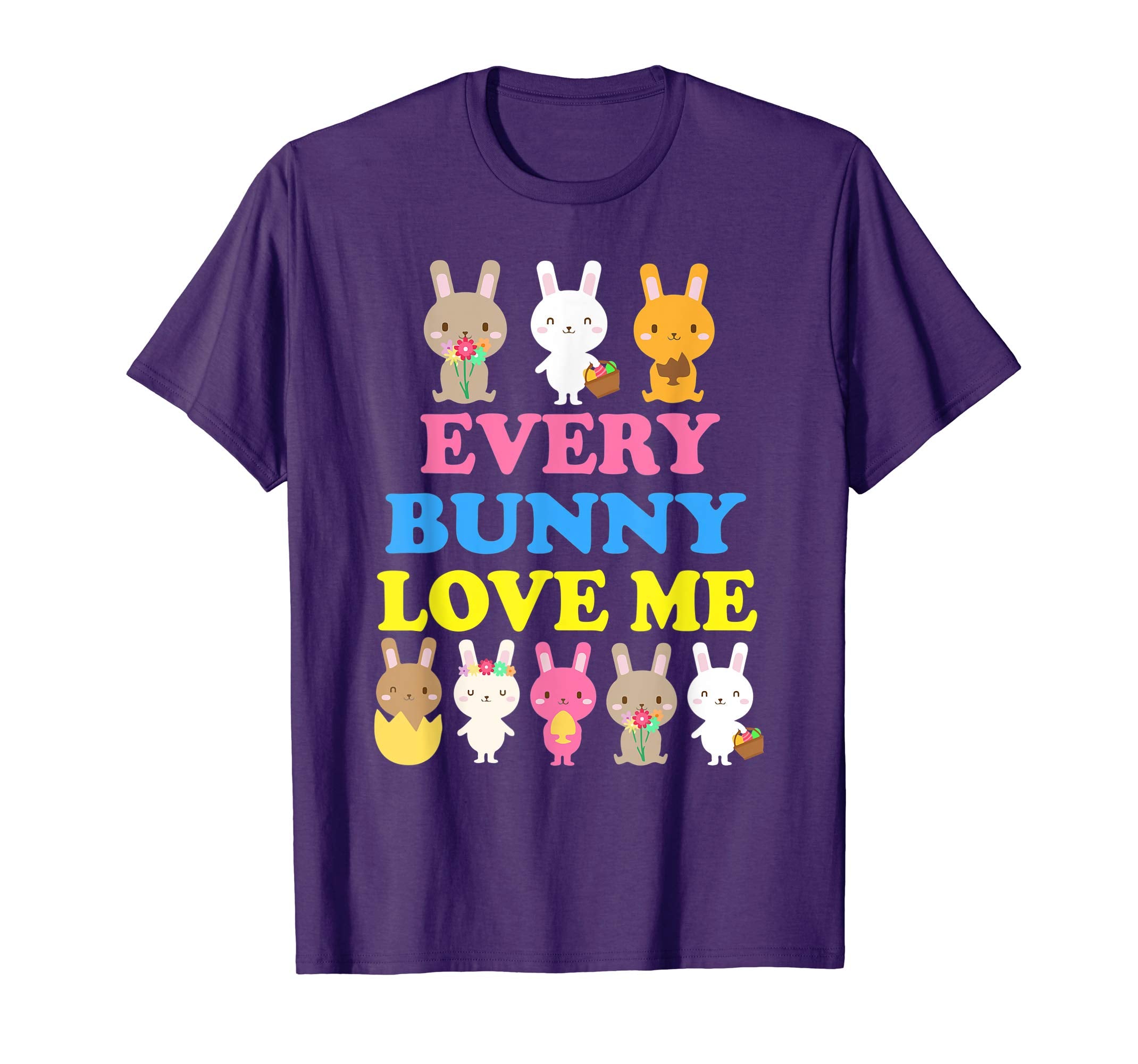 Bunnies Playing Easter Eggs Flower Every Bunny Love Me Shirt