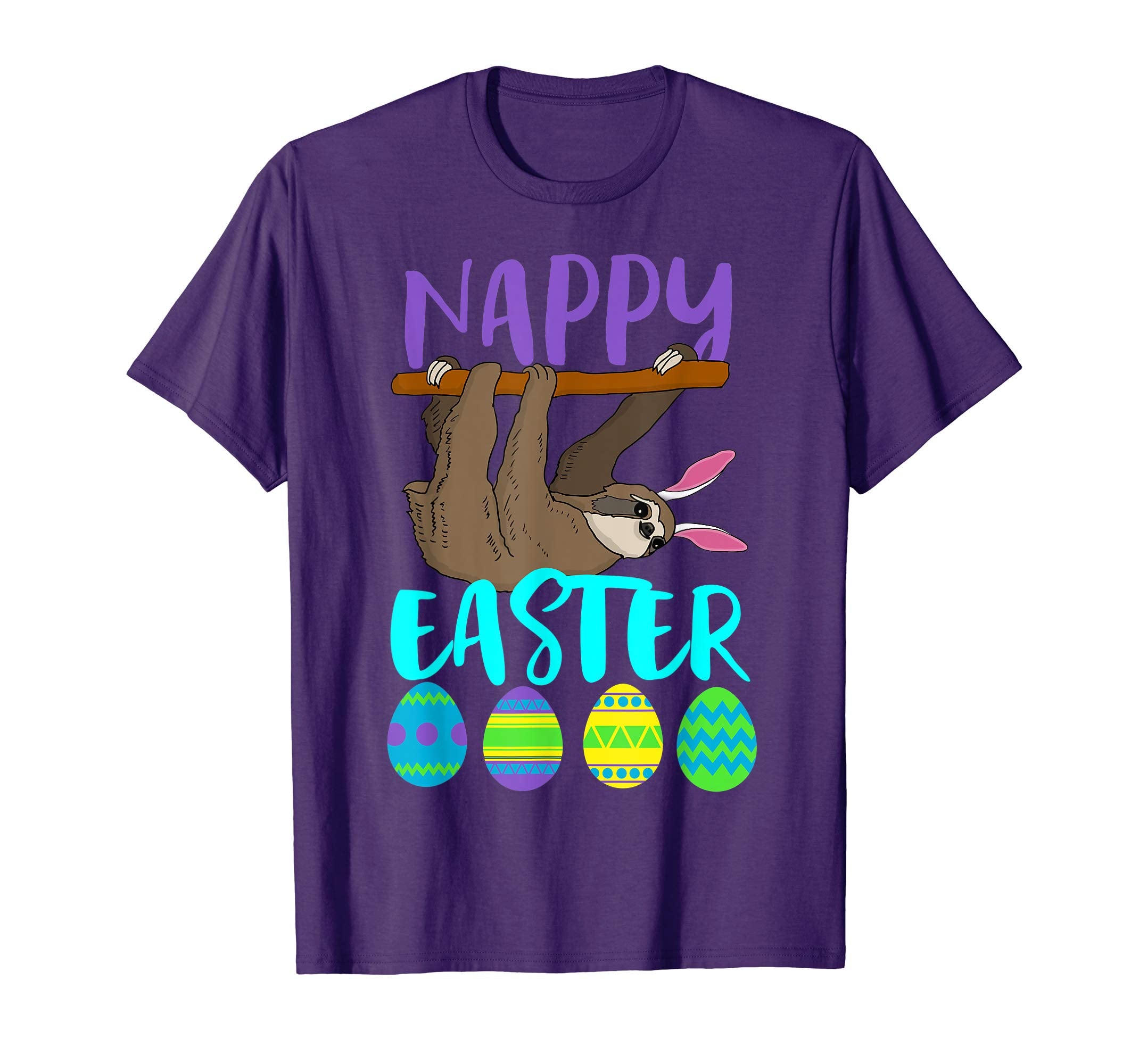Cute Nappy Easter Sloth Bunny Pun Shirt Lazy And Slow