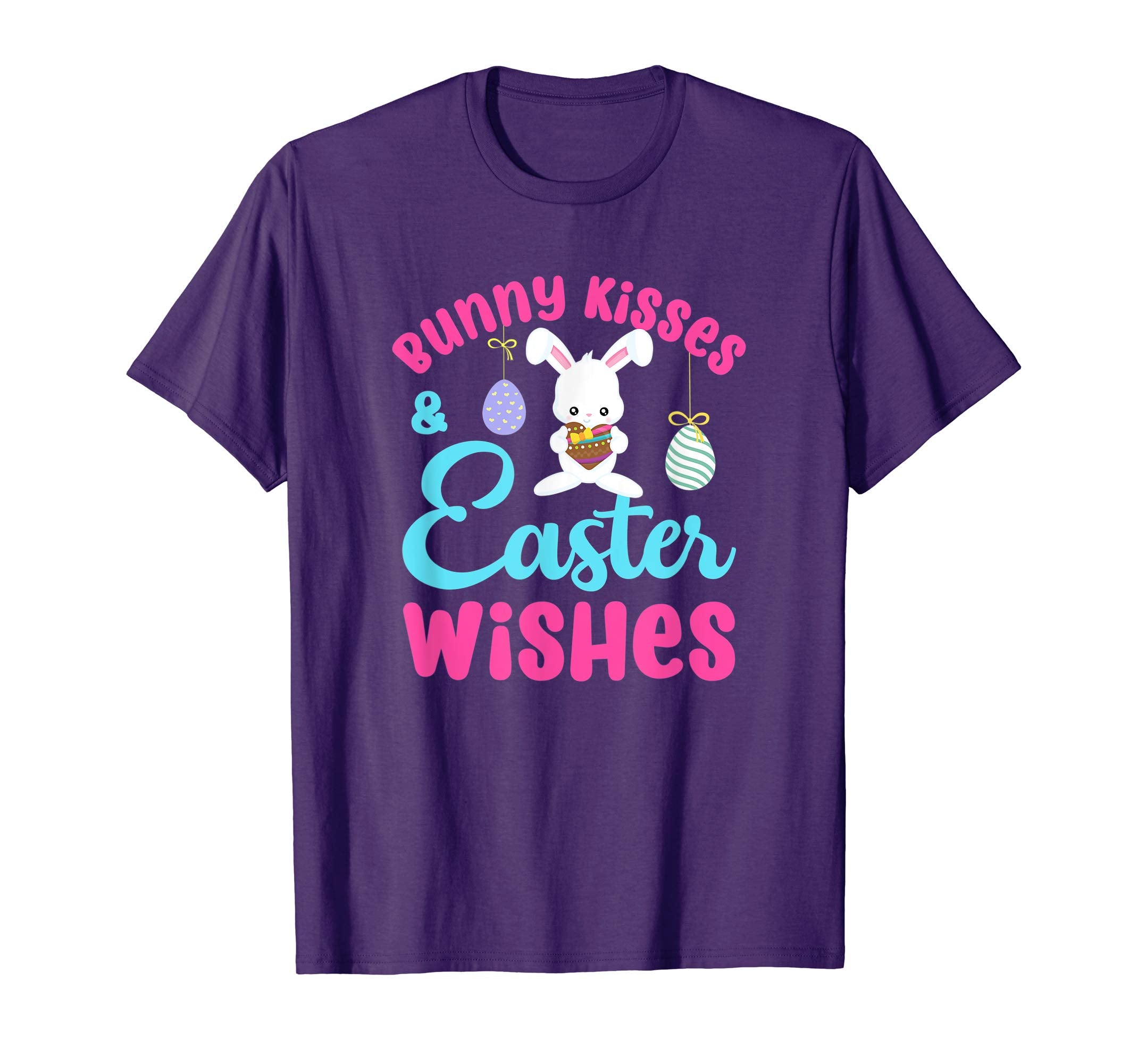 Easter Shirt Bunny Kisses Wishes Cute Color Eggs Pink Tshirt