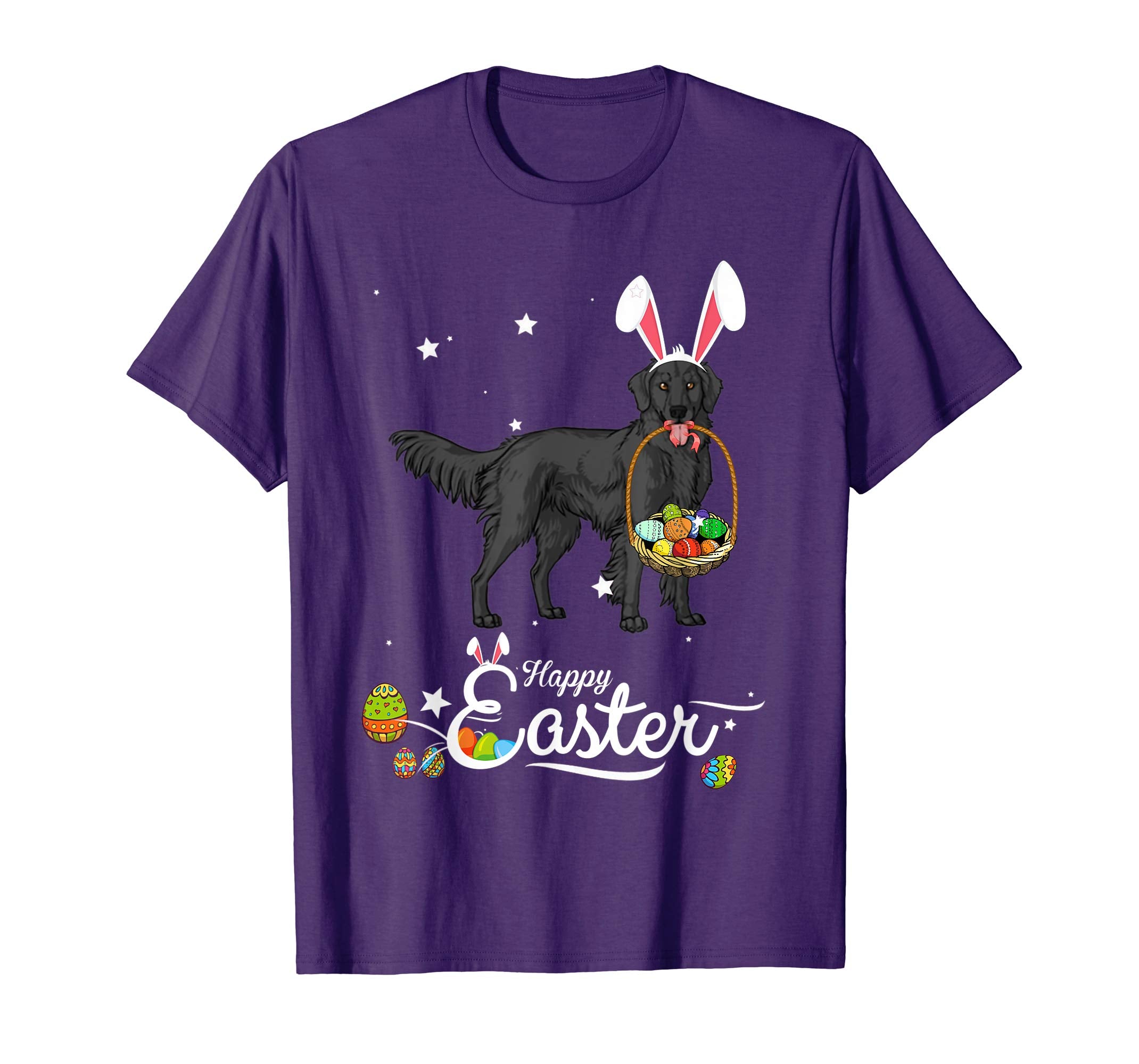 Flat Coated Dog With Bunny Hat Easter Costume T Shirt