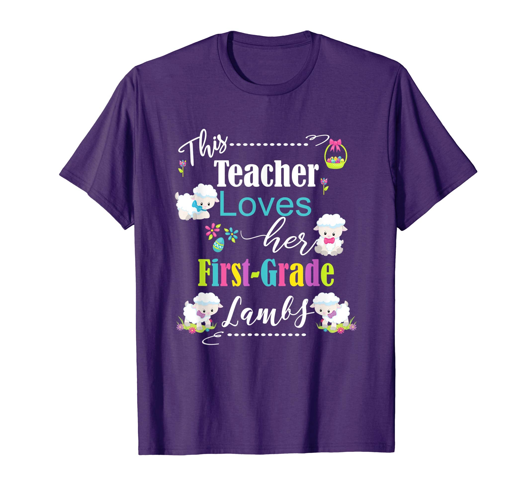 First Grade Teacher Easter School Shirt Cute Love My Lambs