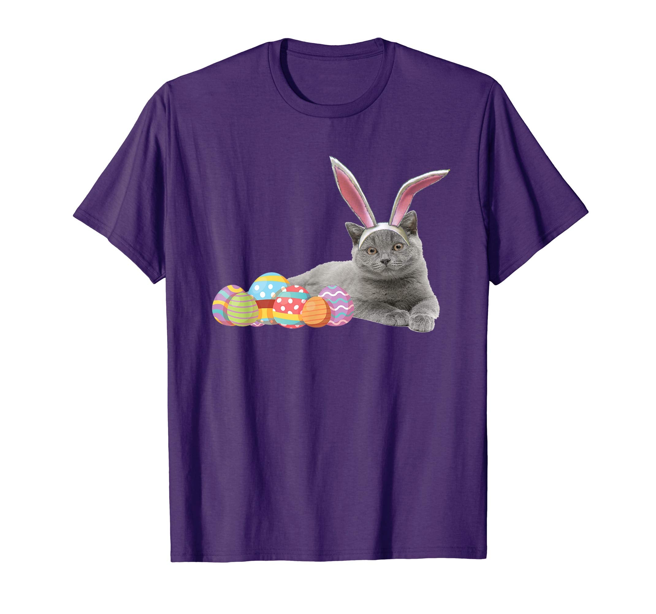 Easter Cat Shirt Russian Blue Funny Bunny Ears &amp; Eggs Gift