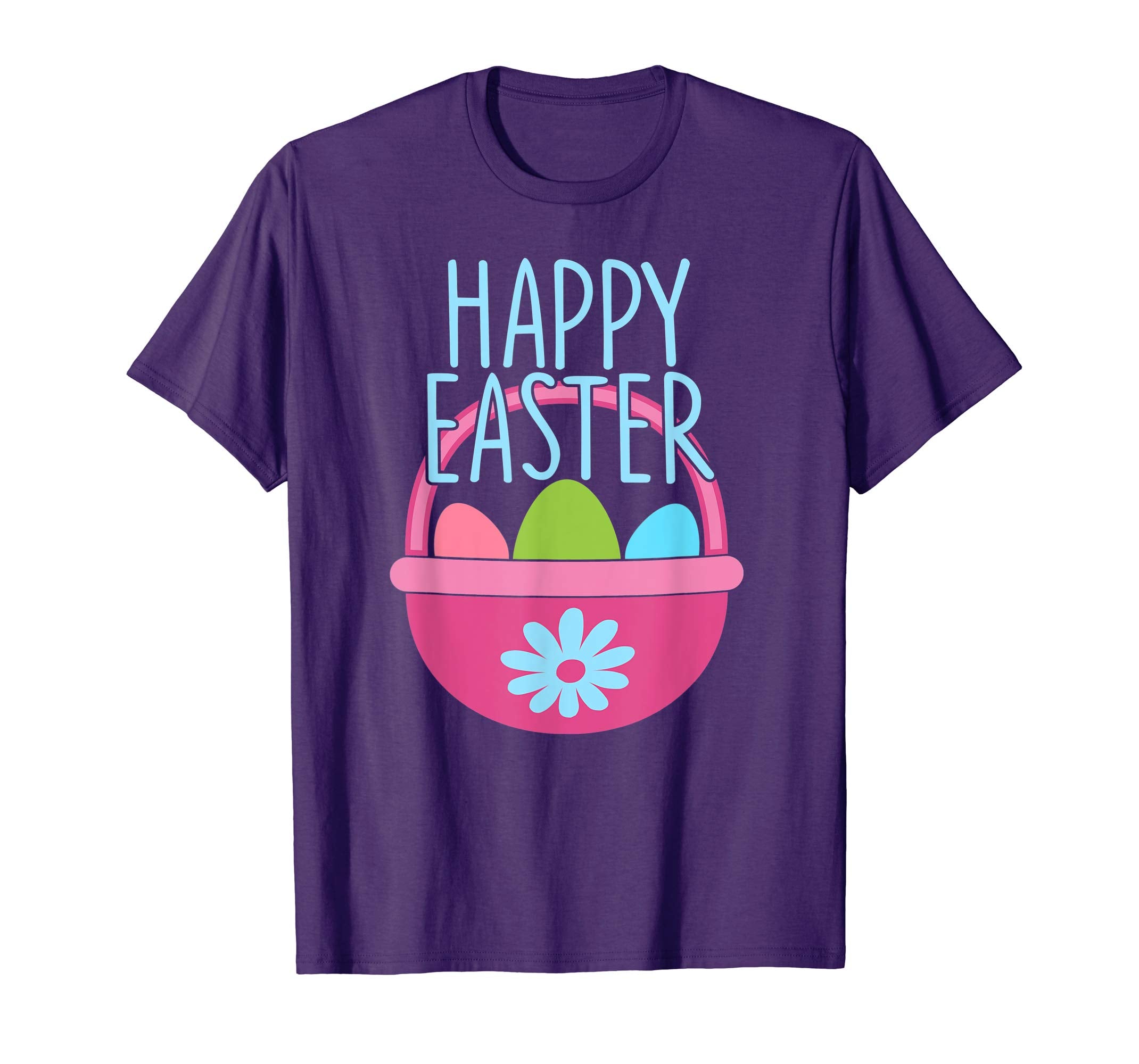 HAPPY EASTER Egg Basket Shirt Girls Kids Toddlers Women Gift