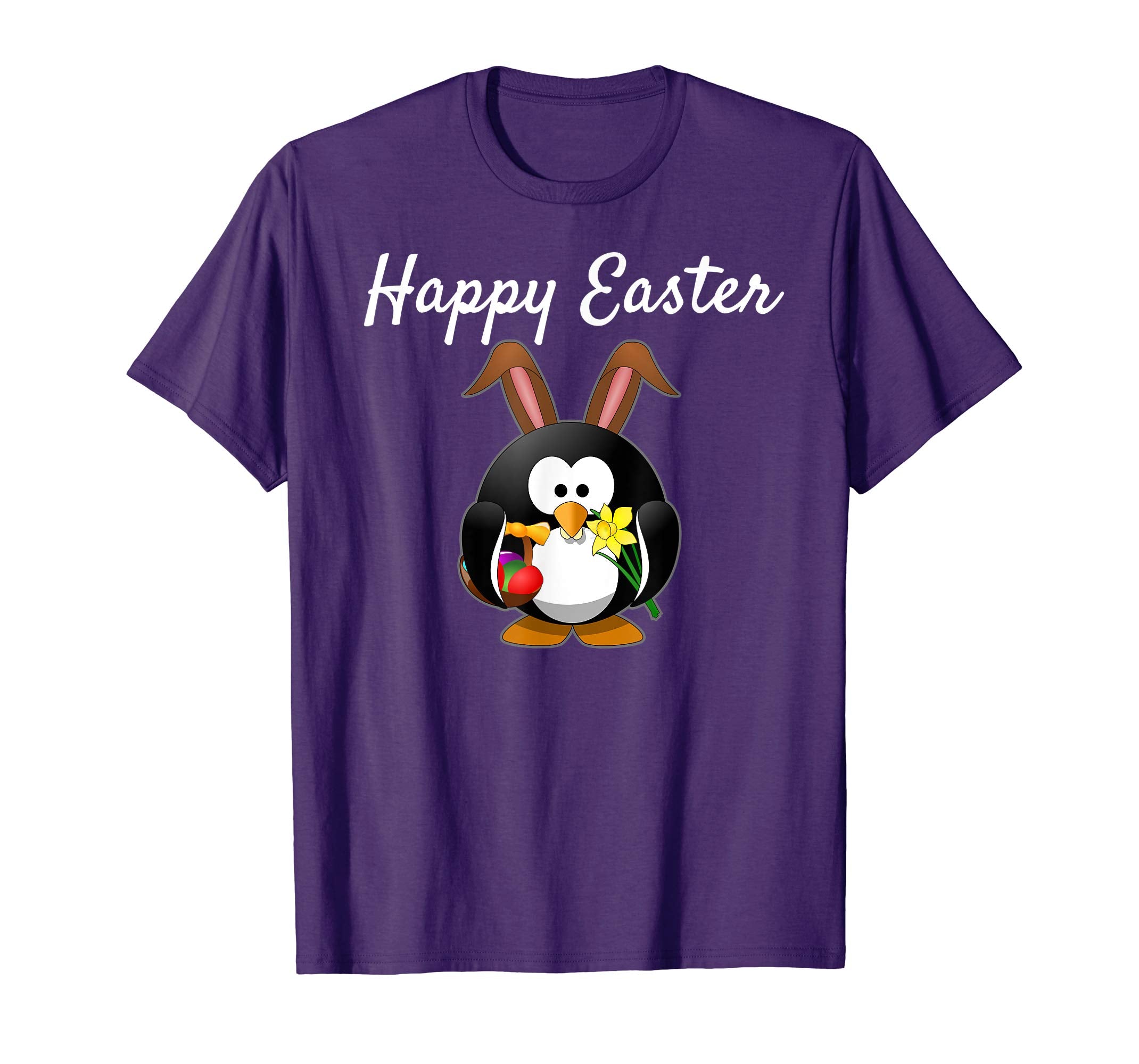 Happy Easter Penguin Easter Egg Ears Flowers T-Shirt