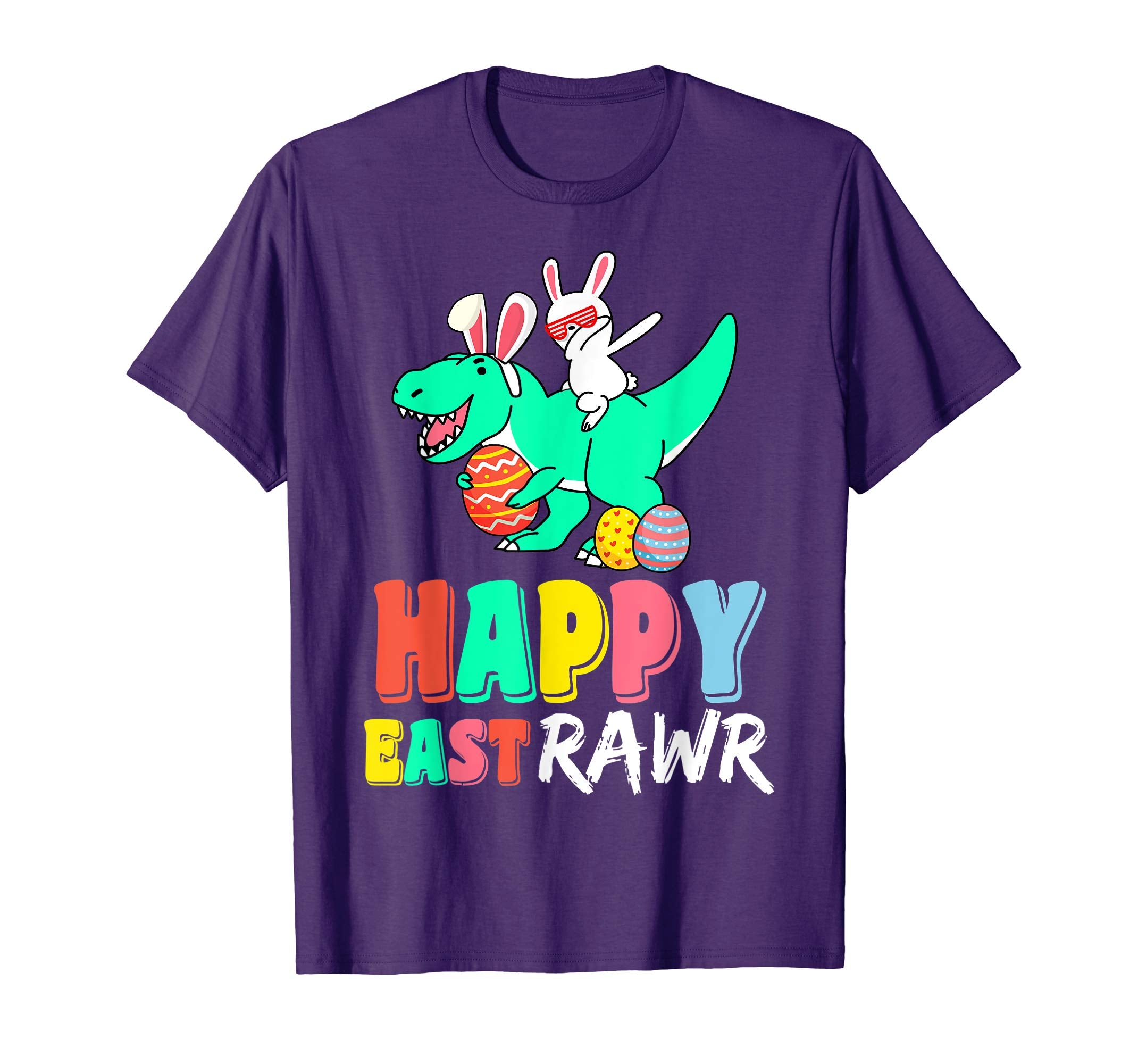 Happy Eastrawr T Rex Dinosaur Bunny Dabbing Easter Egg Shirt