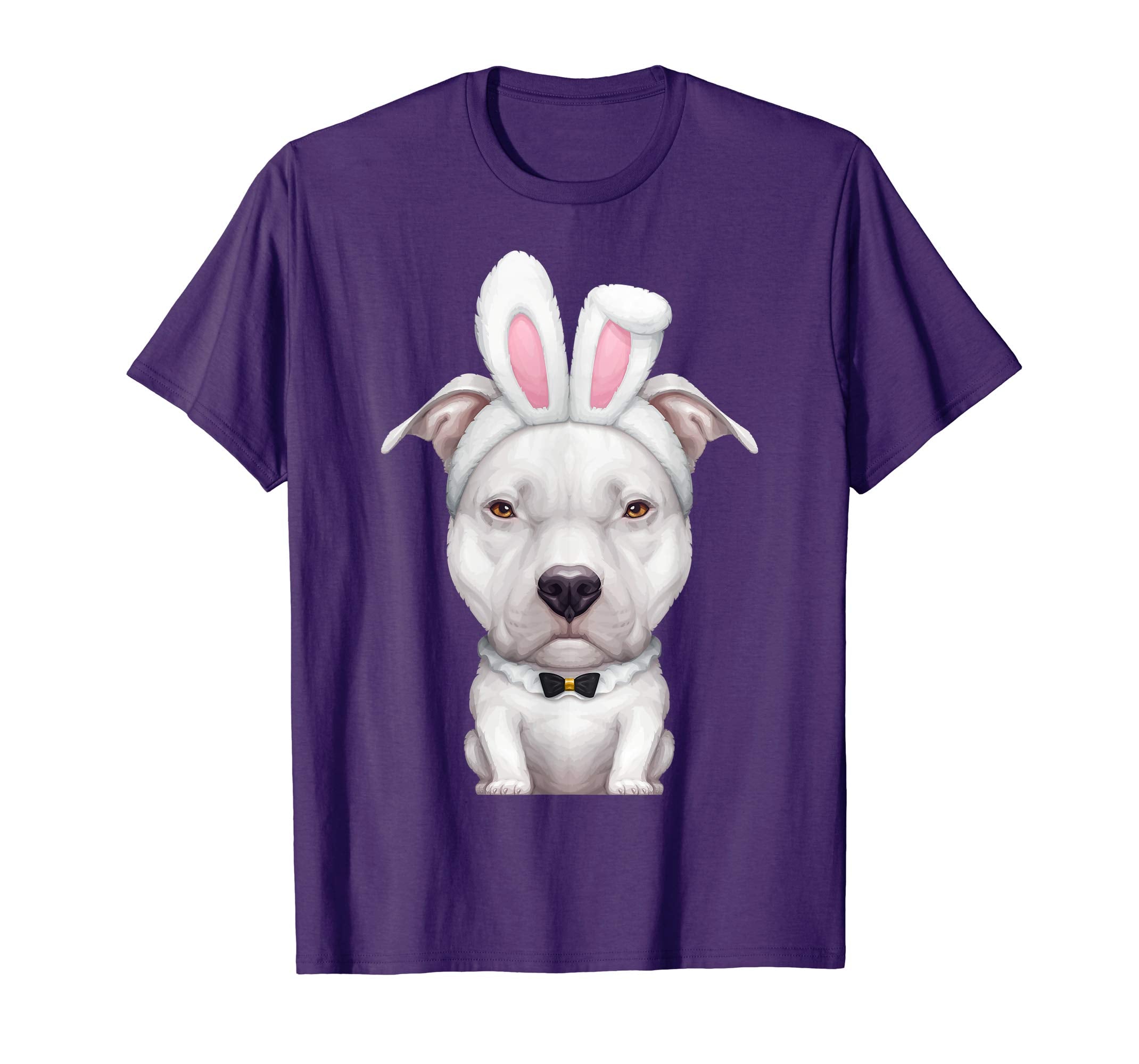 White Pit Bull Terrier in the Easter Bunny Costume T-Shirt