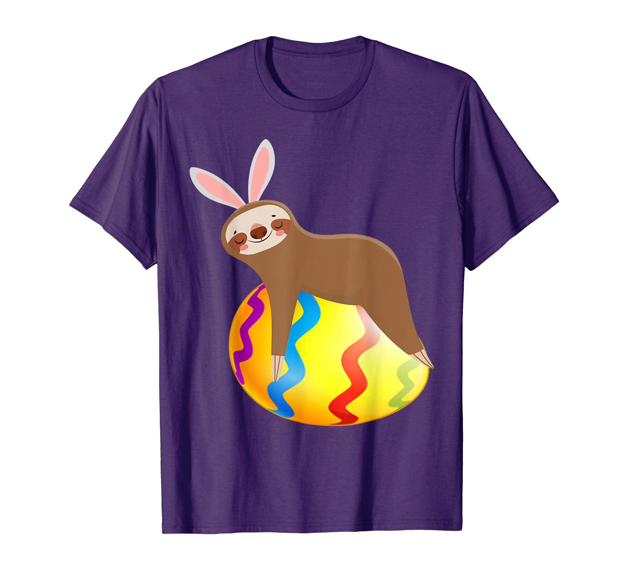 Funny Sloth Easter Day Bunny Ear Egg Easter Shirt Boys Girls