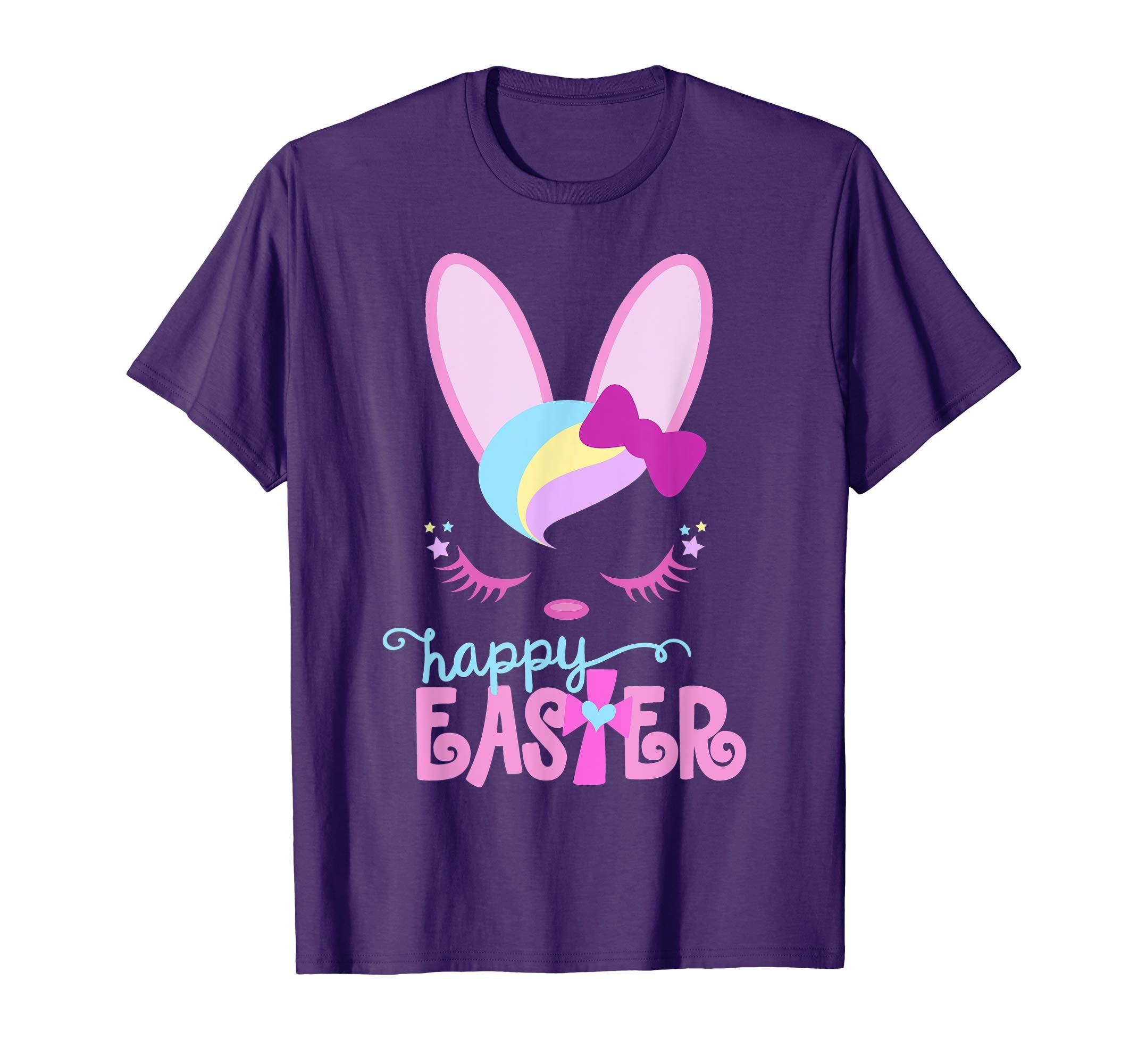 HAPPY EASTER Bunny Sleeping Face Christian Shirt Girls Women