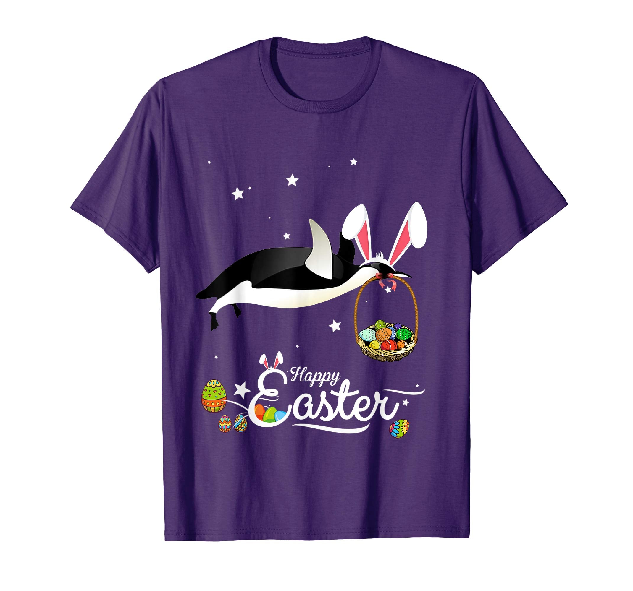 Cute Easter Penguin with Bunny Ears and Eggs T Shirt