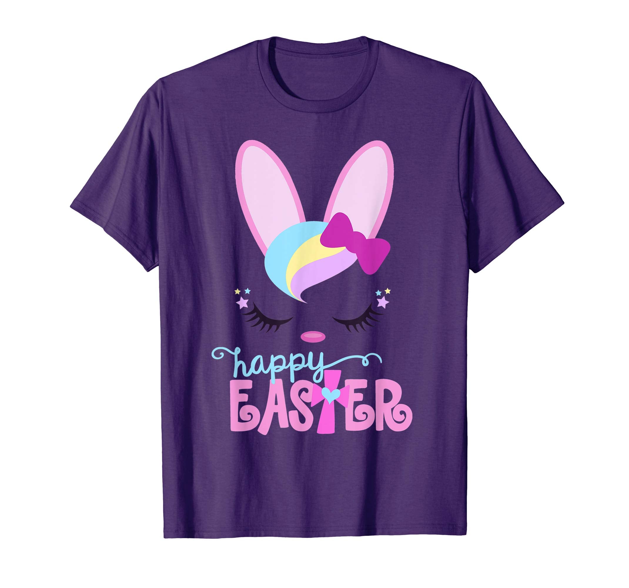 HAPPY EASTER Bunny Sleeping Face Christian Shirt Girls Women
