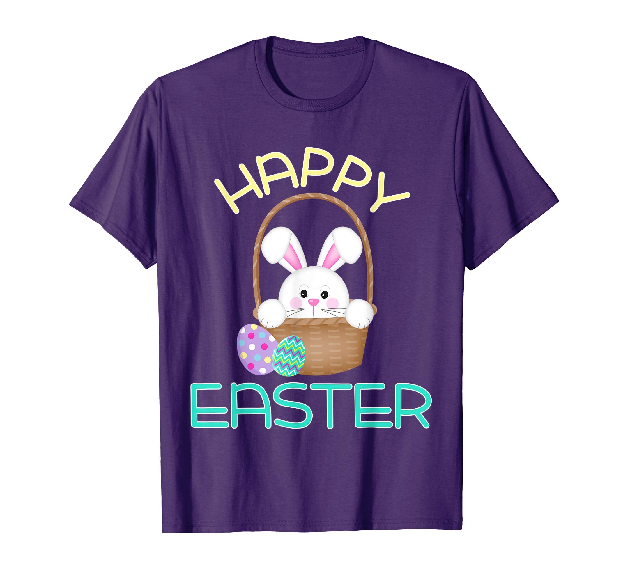 Happy Easter Shirt Bunny in Basket &amp; Eggs Easter Gift