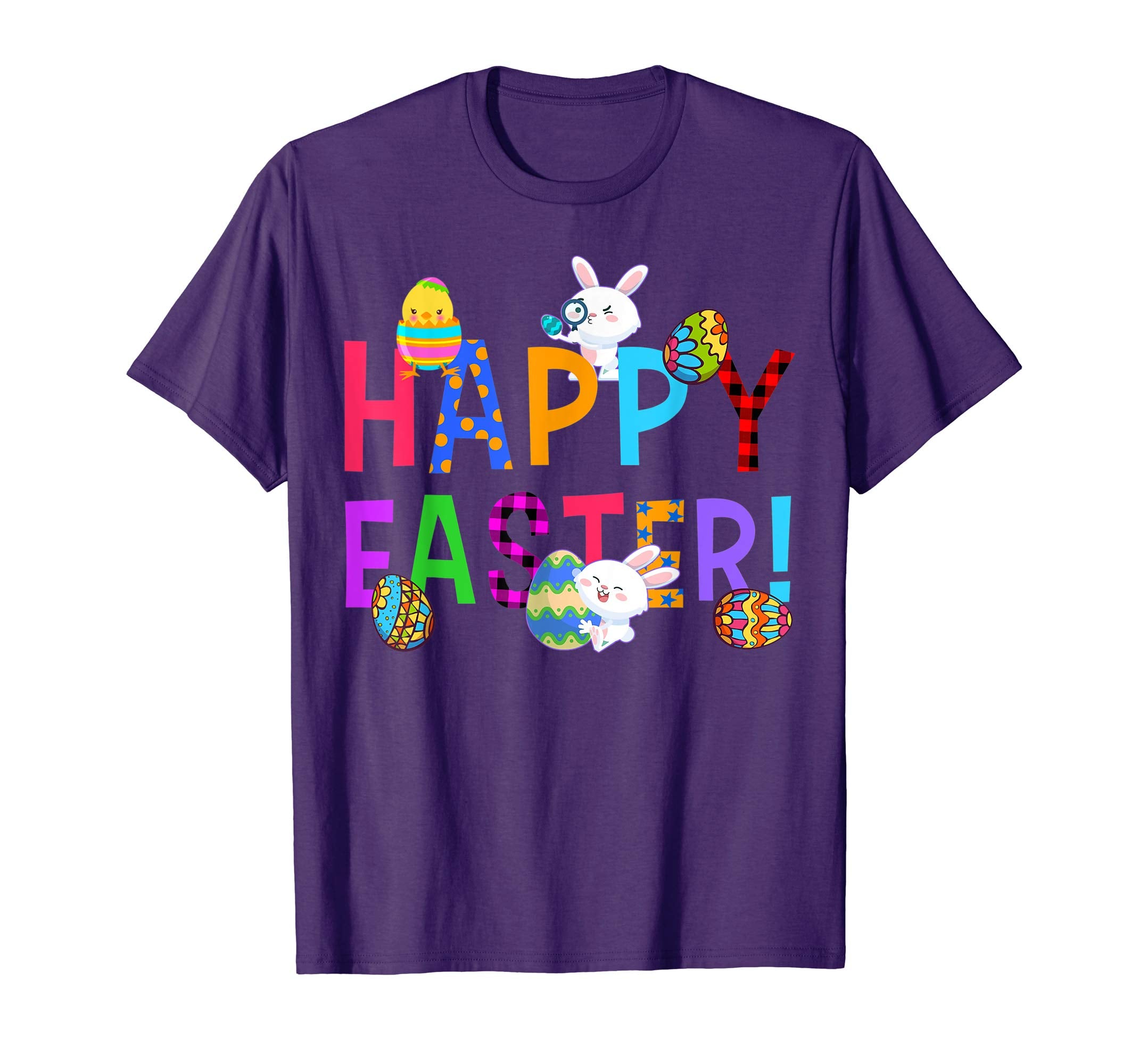 Cute Bunny with Eggs Happy Easter T shirt for Men Women Kids