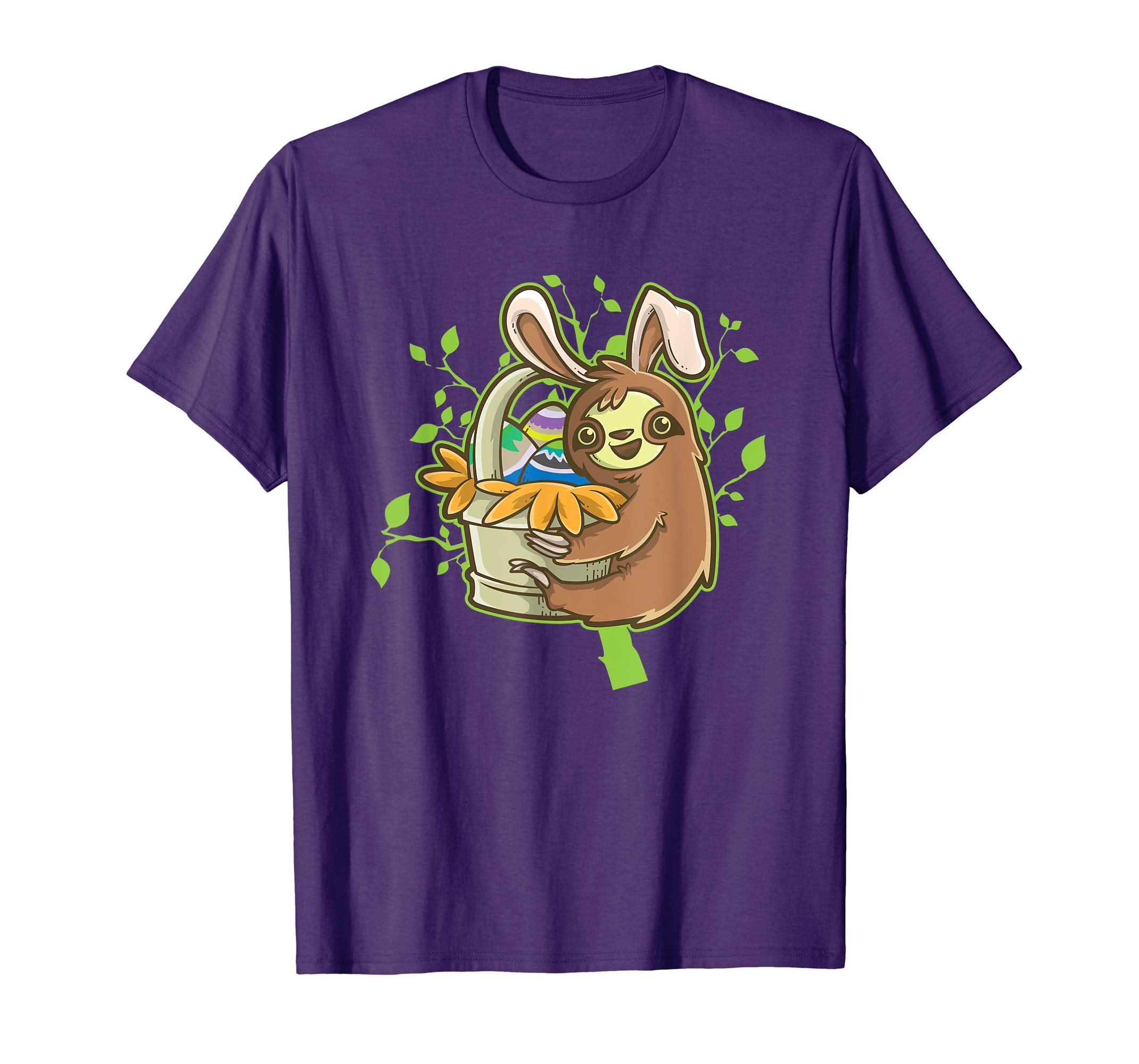 Kids Sloth Easter Bunny Ears T Shirt | Gift Idea Girl &amp; Boy