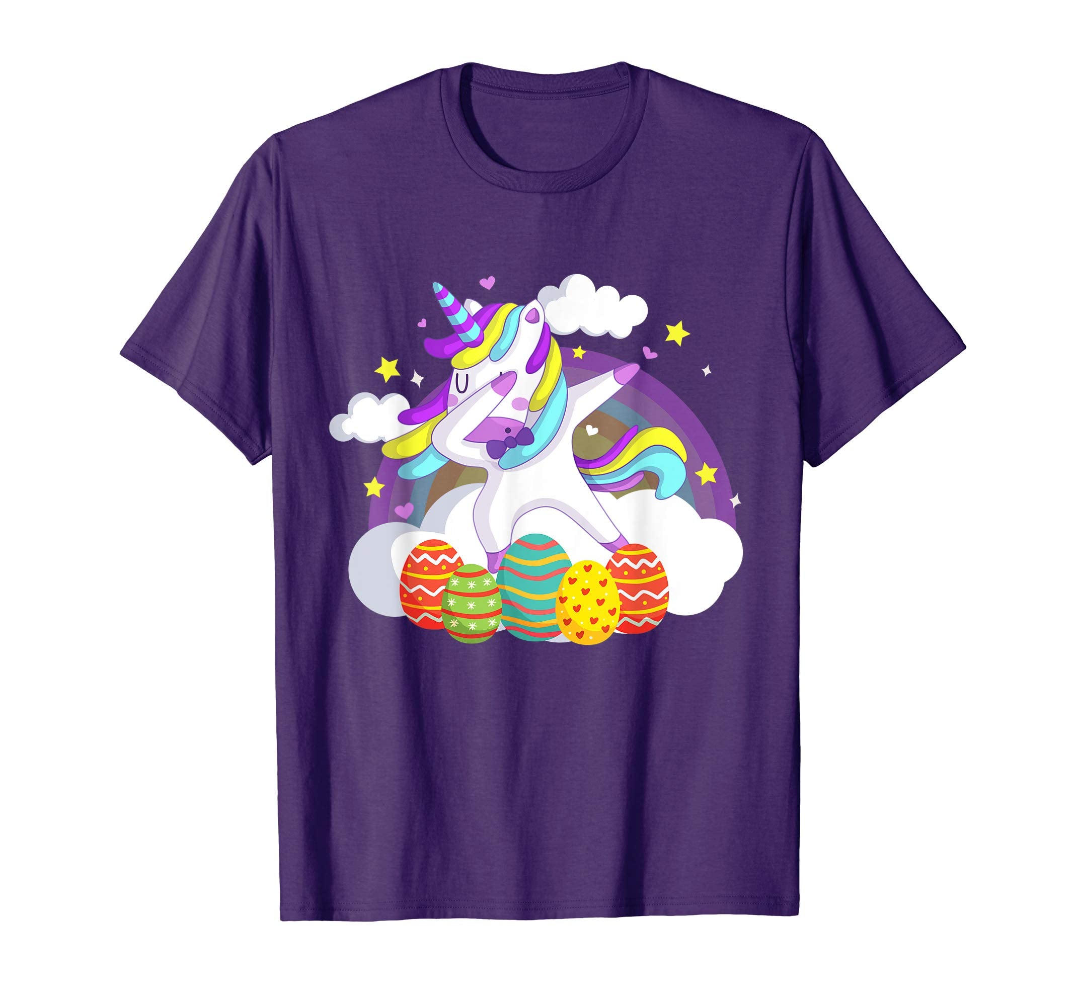 Unicorn Dabbing Rainbow Easter Bunny T-Shirt for Kids Girls