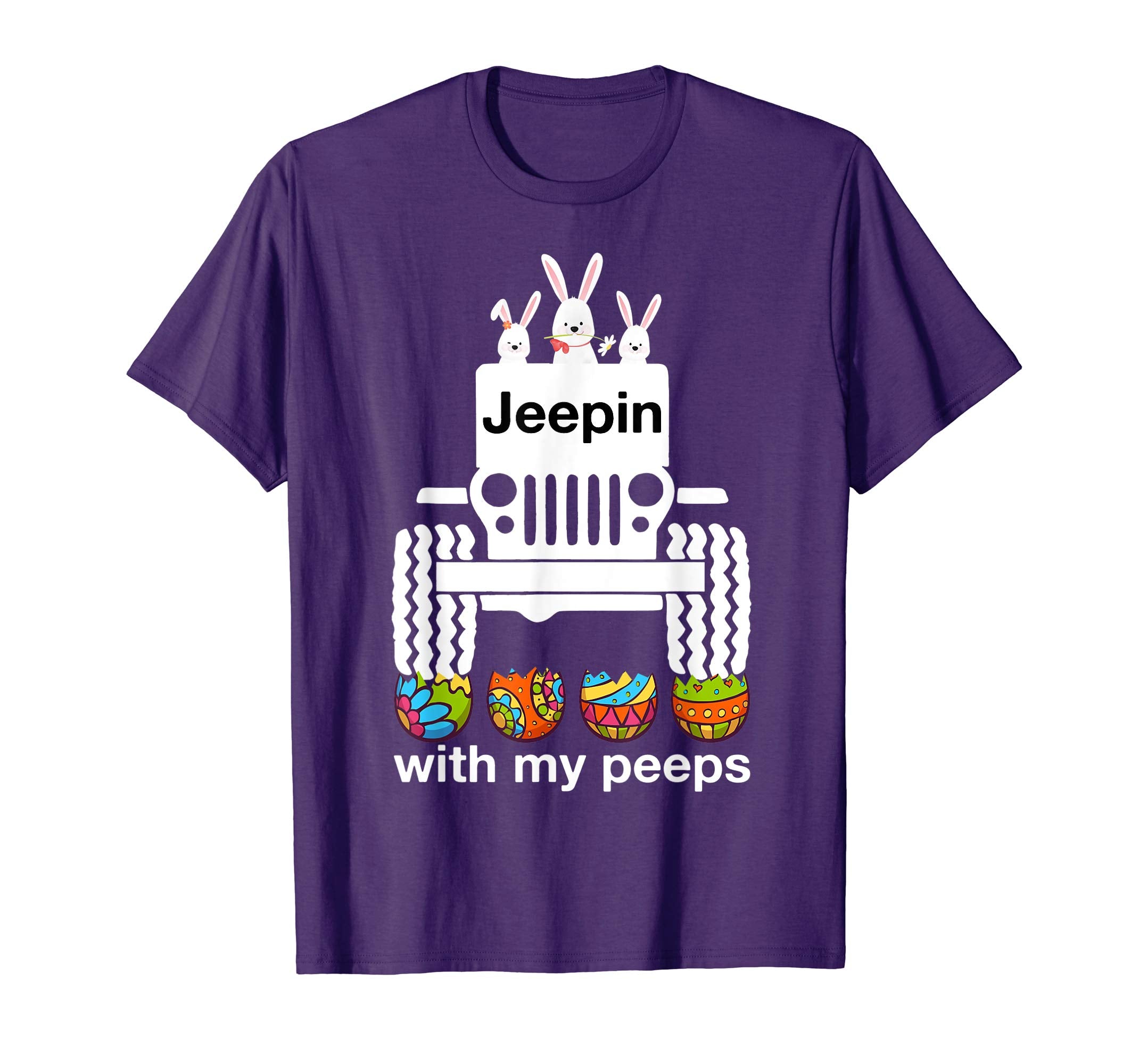 Jeepin with my peeps Rabbit Riding Jeep Eggs Easter Tshirt