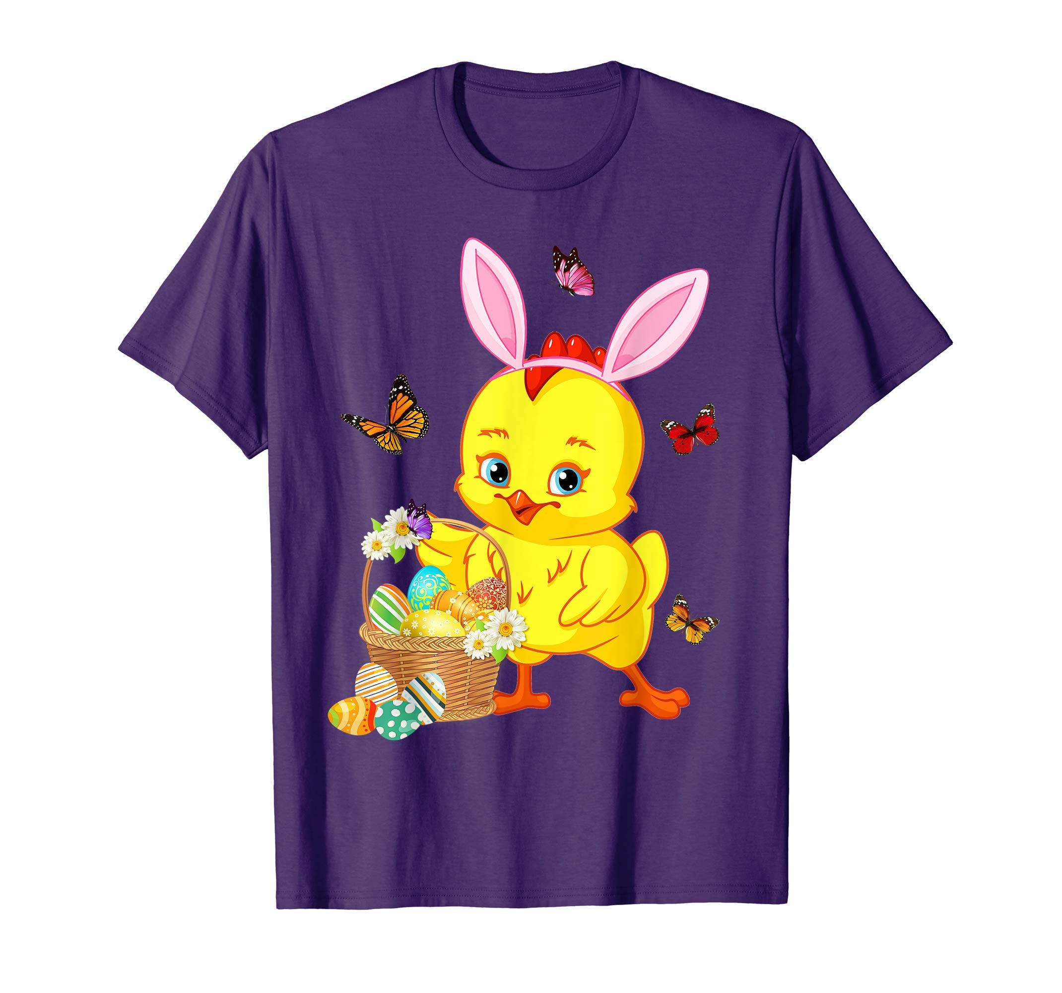 Chicken Bunny Hat Rabbit Easter Eggs Shirt Happy Ea