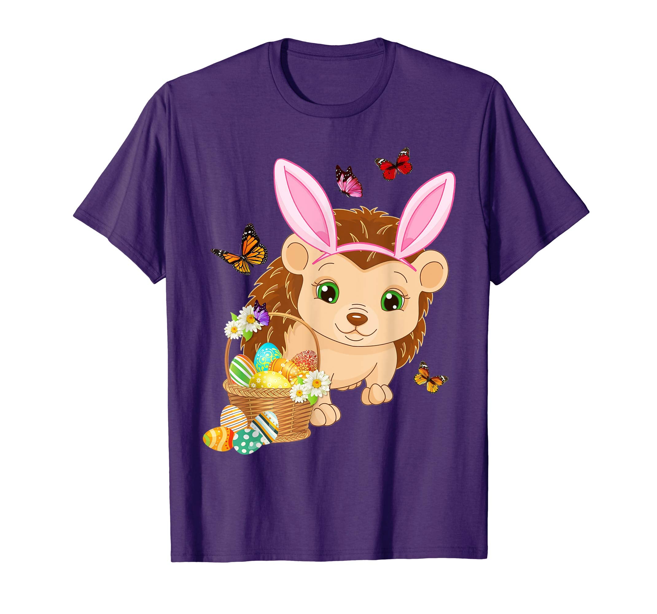 Hedgehog Bunny Hat Rabbit Easter Eggs Shirt Happy Ea