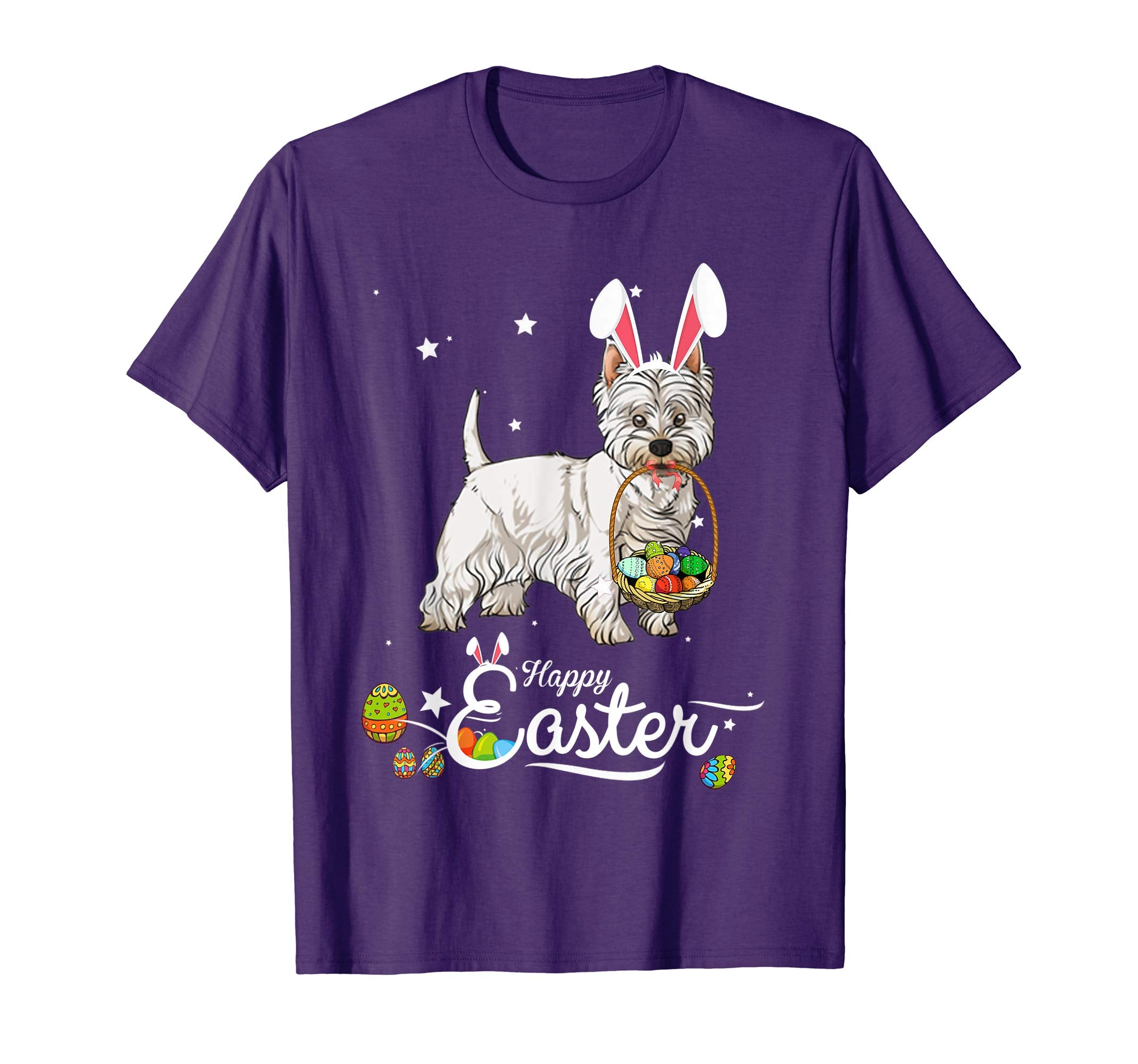 West Highland White Terrier Dog With Bunny Hat Easter TShirt