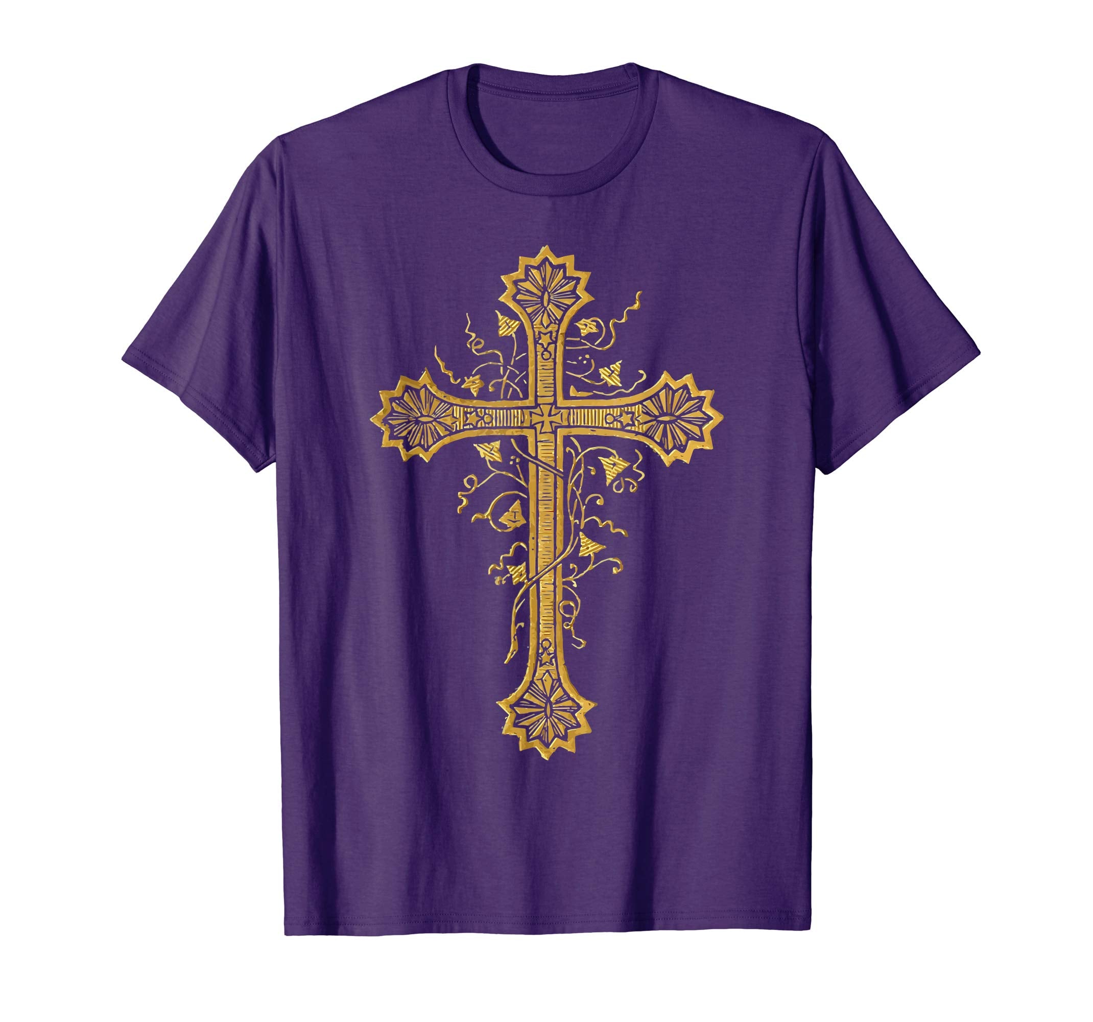 Gold Cross Vintage Catholic Art Easter Gifts Shirts