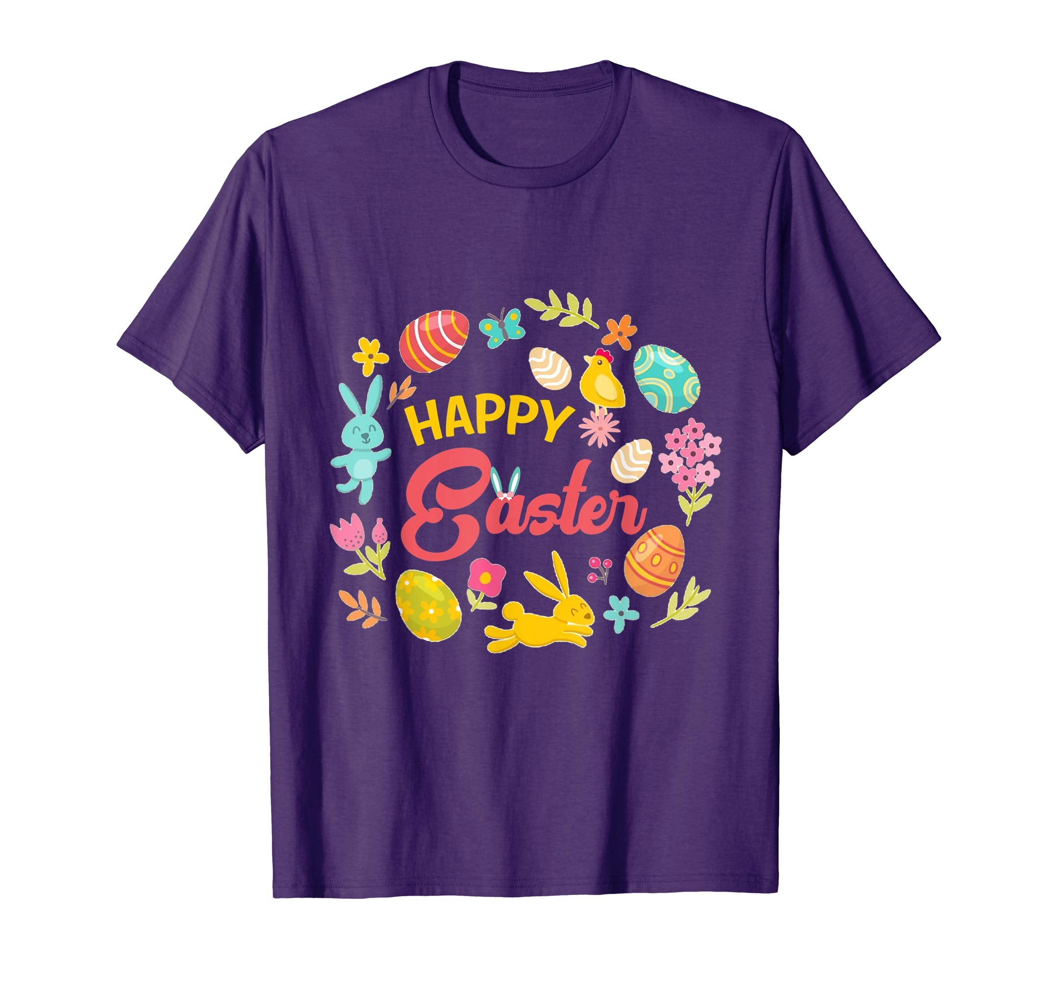 Happy Easter Bunny Tee T-Shirt With Easter Eggs Tee