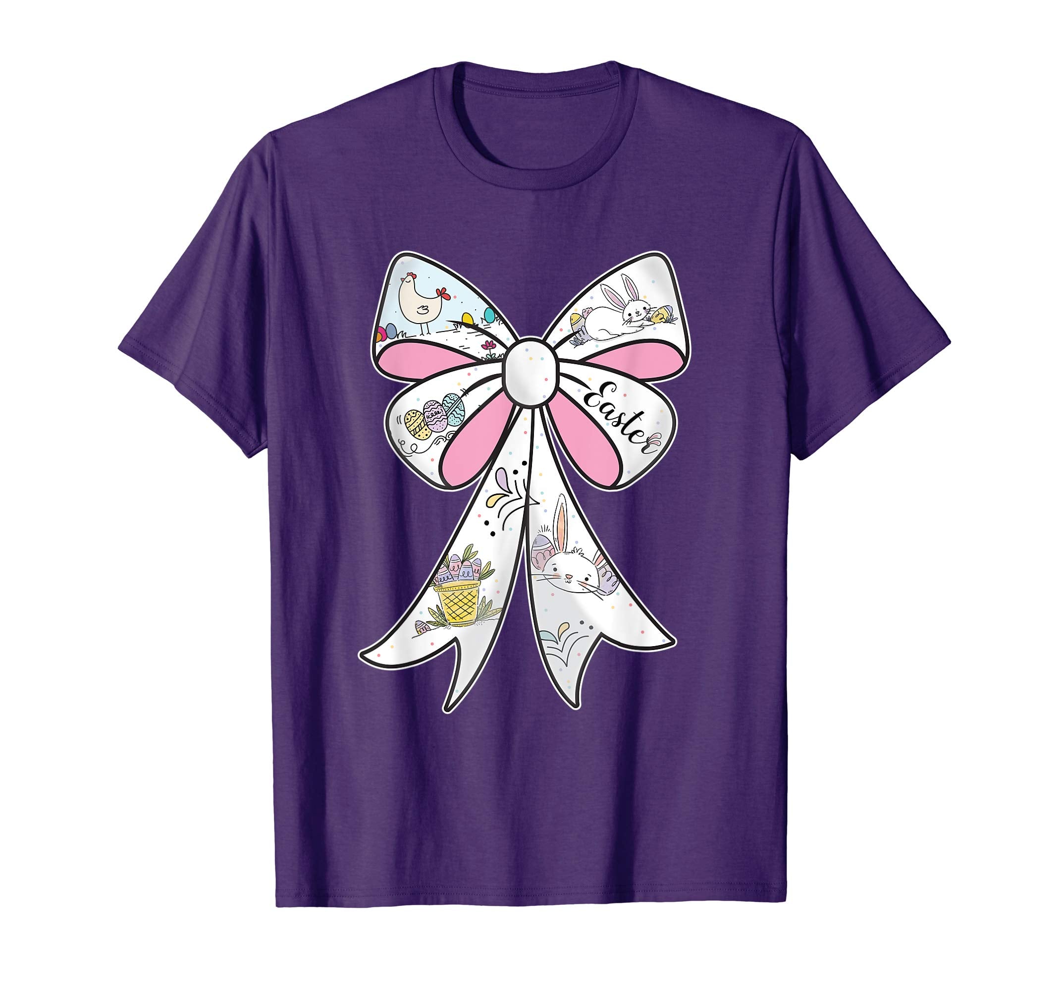 Fun Easter Bunny shirt for Girls Bow t-shirt Egg Hunt Tee