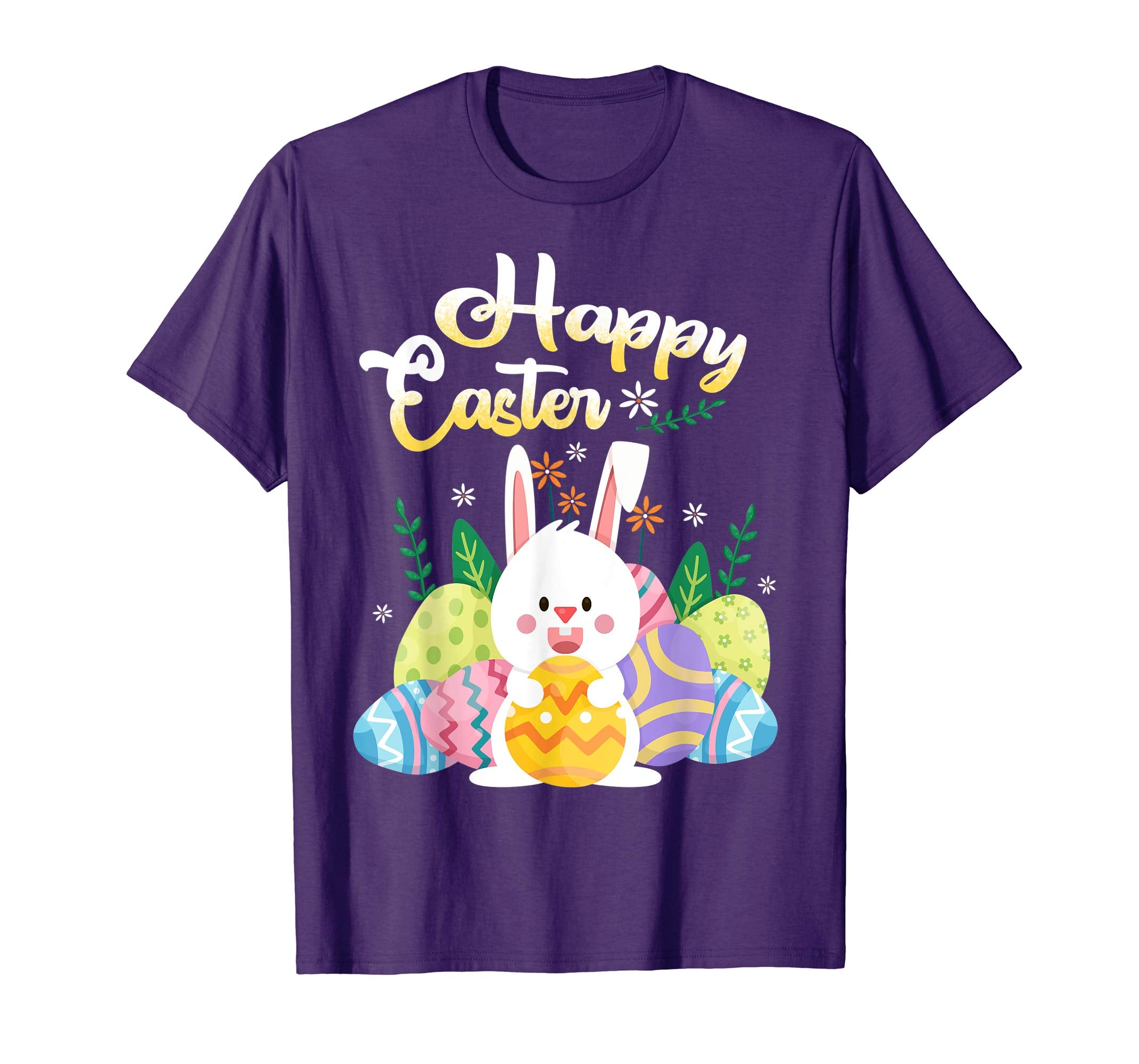 Happy Easter With Bunny Face And Eggs T-Shirt
