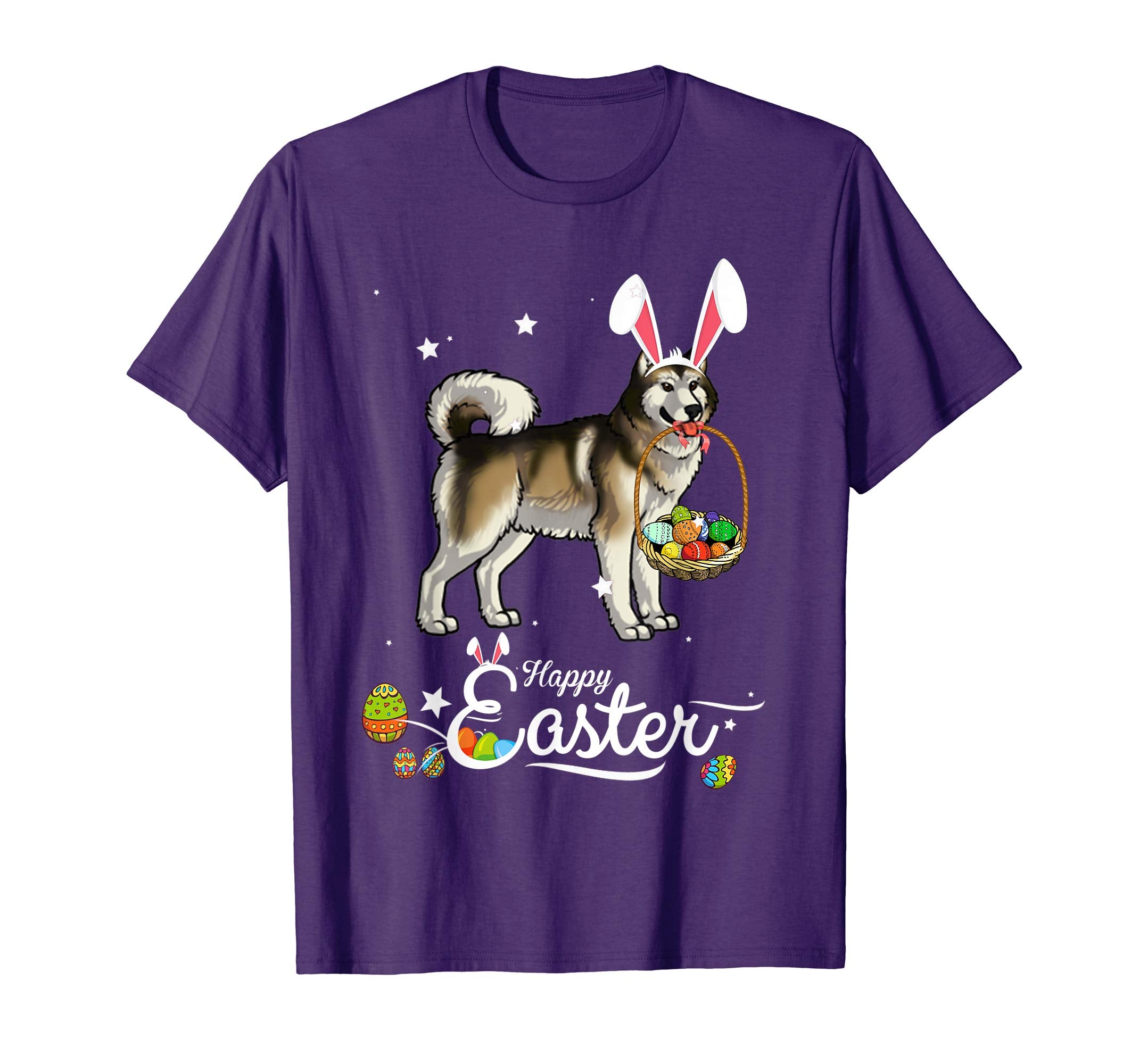 Alaskan Malamute Dog With Bunny Hat Easter Costume T Shirt