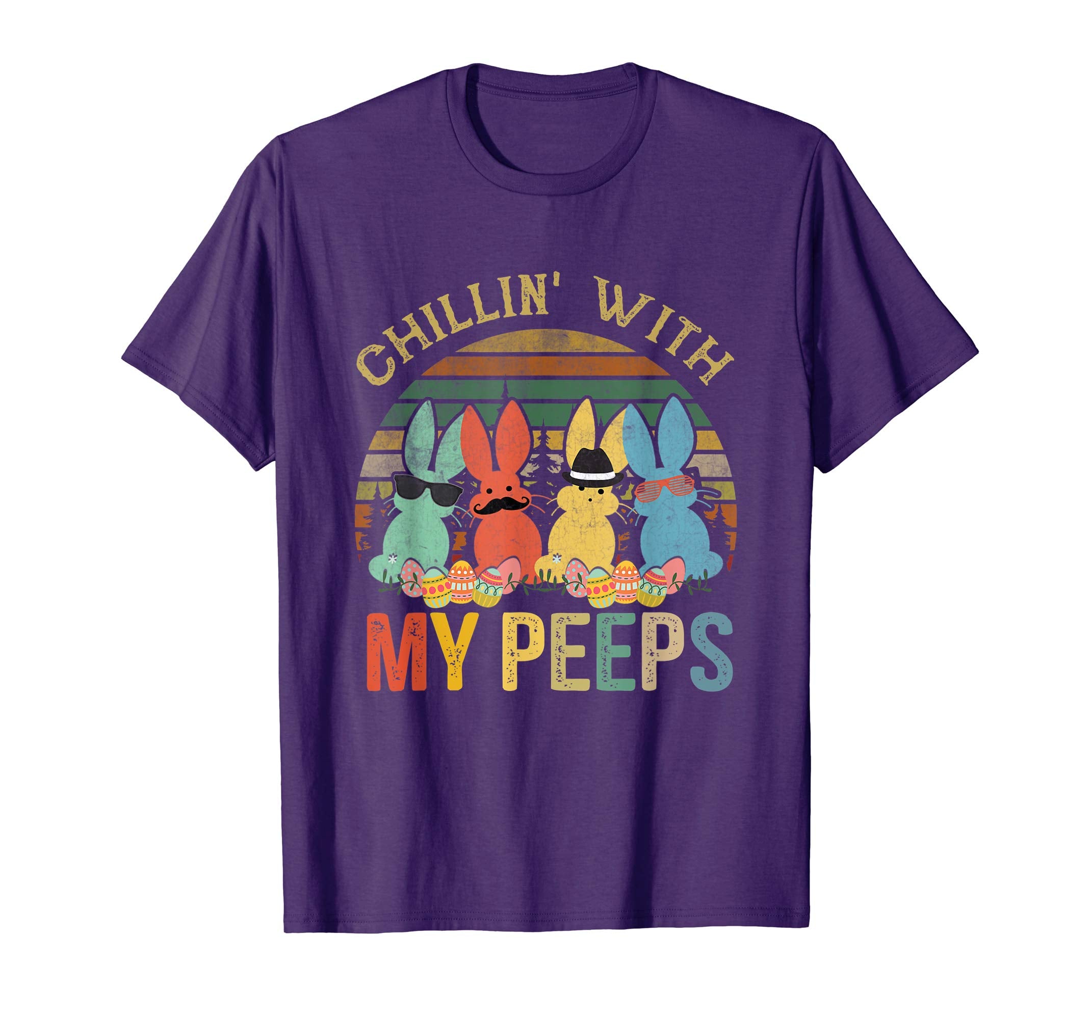 Chillin' With My Peeps Funny Vintage easter T Shirt