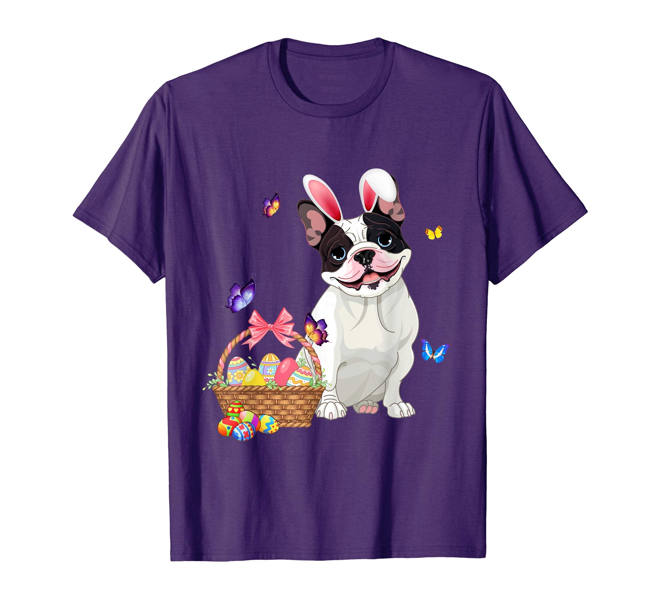 Funny Frech Bulldog Bunny with Eggs Easter T shirt Dog lover
