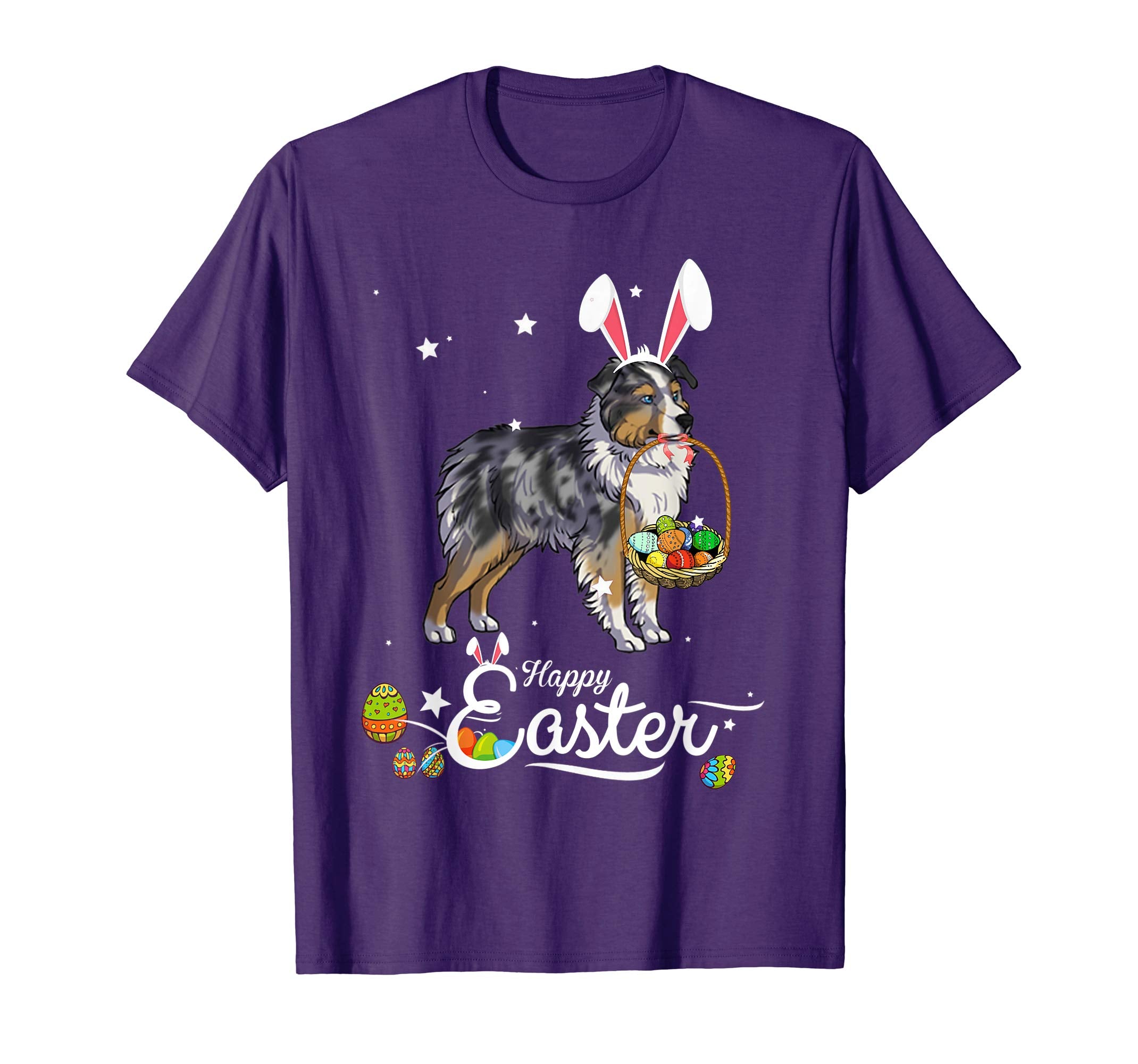 Miniature Shepherd Dog With Bunny Hat Easter Costume T Shirt