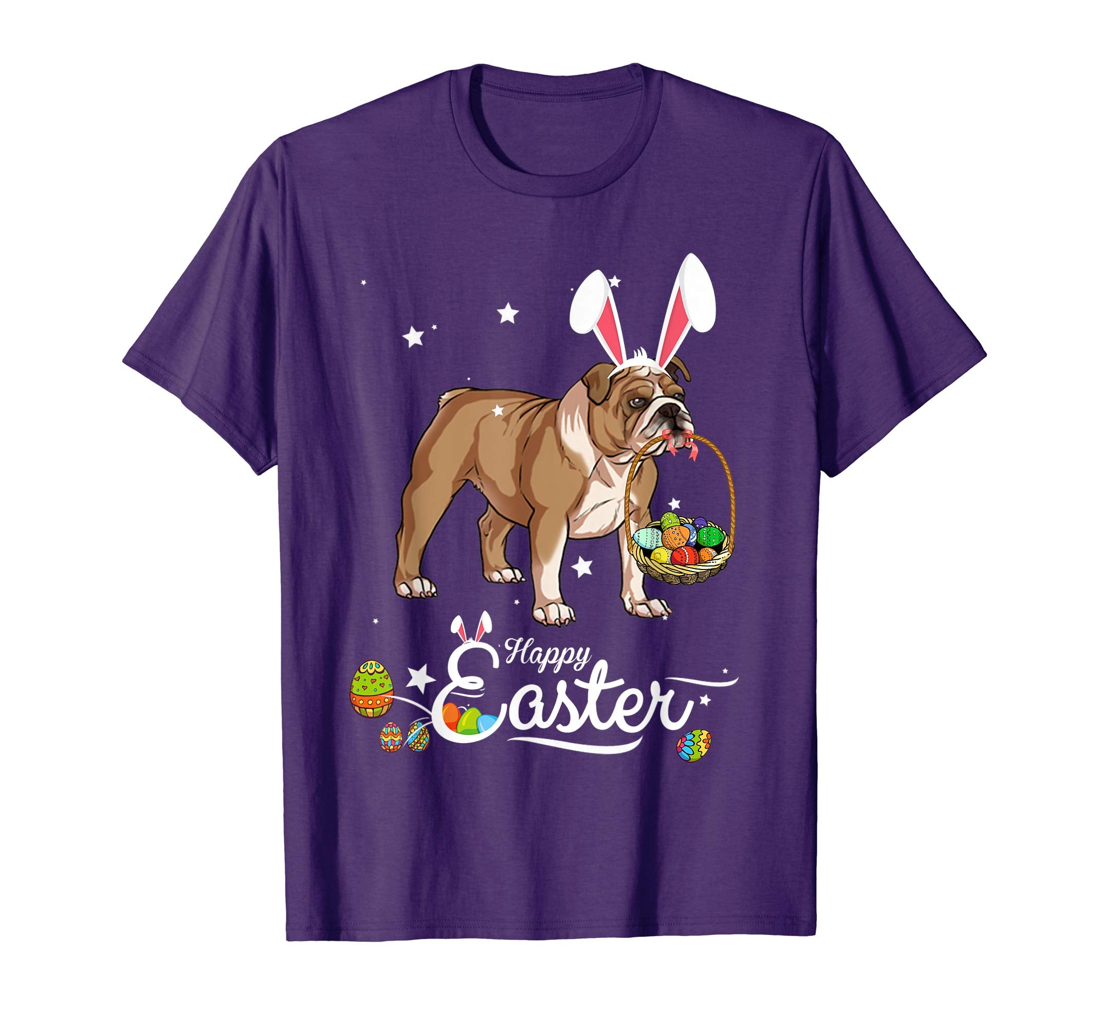 English Bulldog Dog With Bunny Hat Easter Costume T Shirt