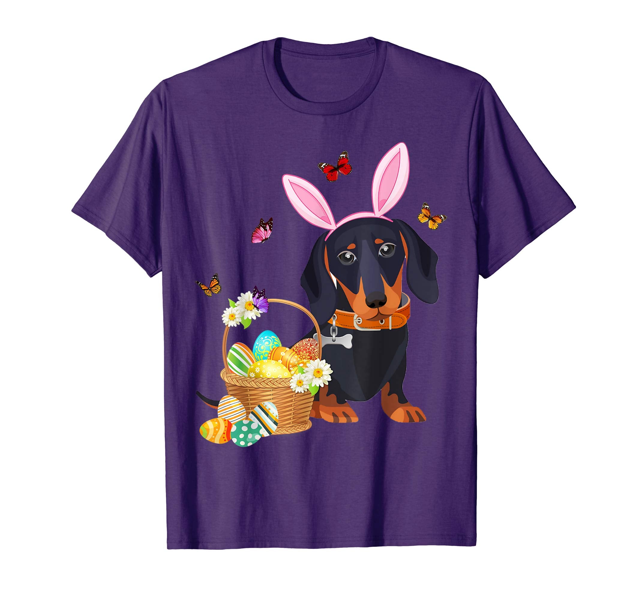 Dachshund Bunny Hat Rabbit Easter Eggs Shirt Happy Ea