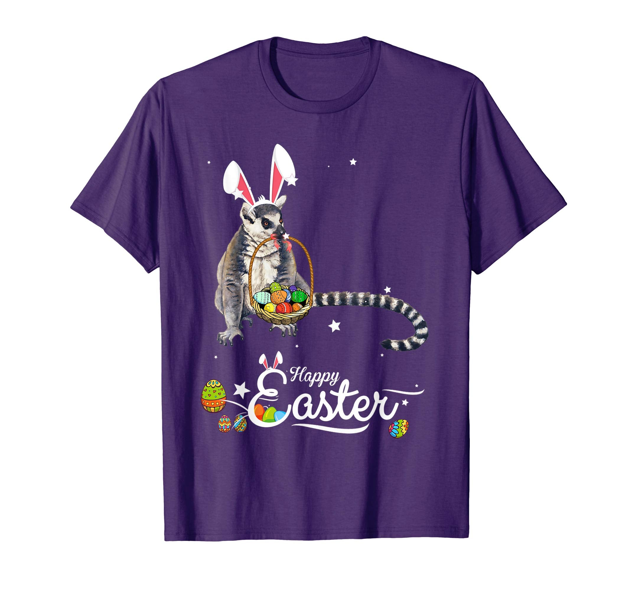 Cute Easter Lemur with Bunny Ears and Eggs T Shirt