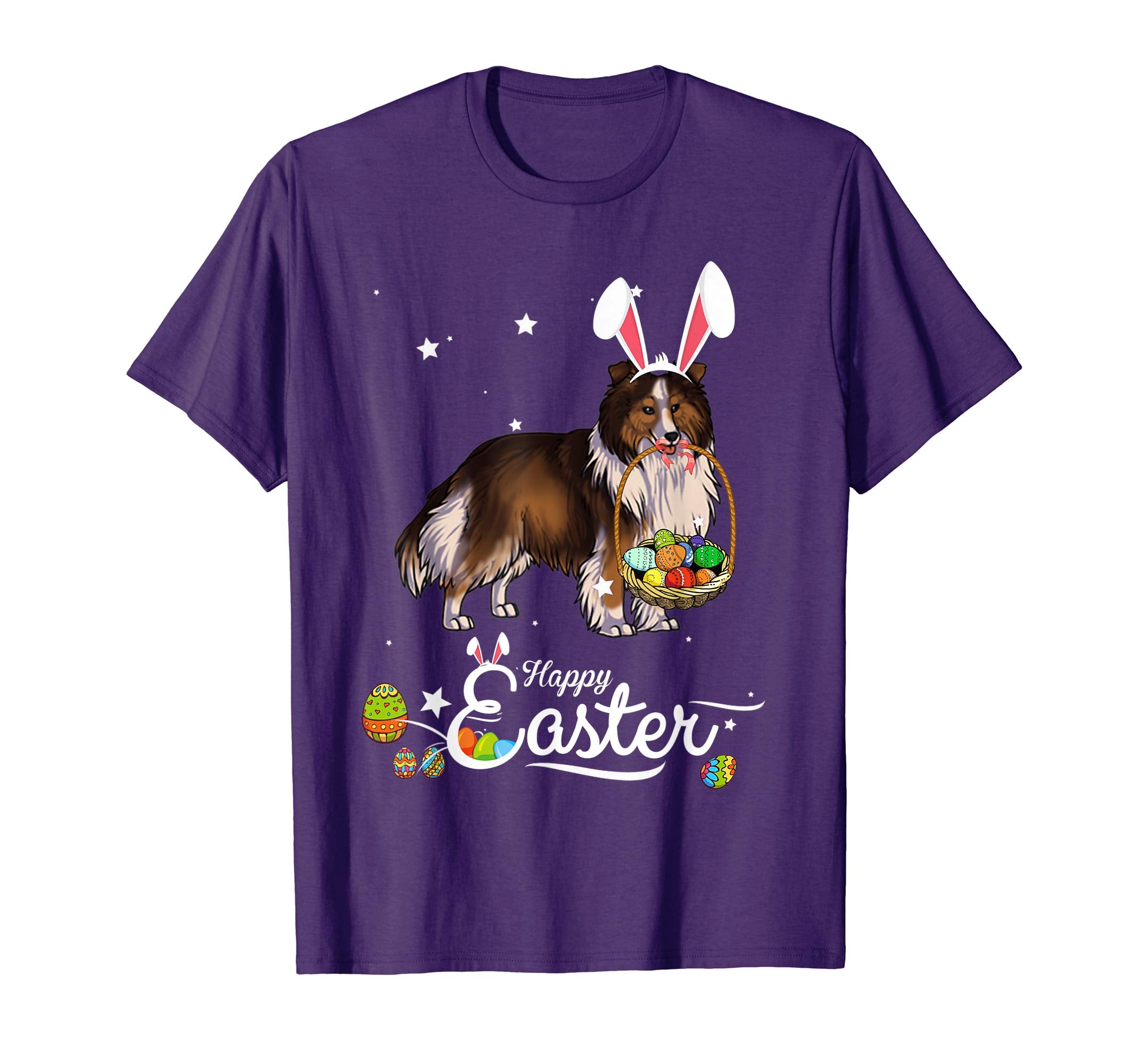 Shetland Sheepdog Dog With Bunny Hat Easter Costume T Shirt