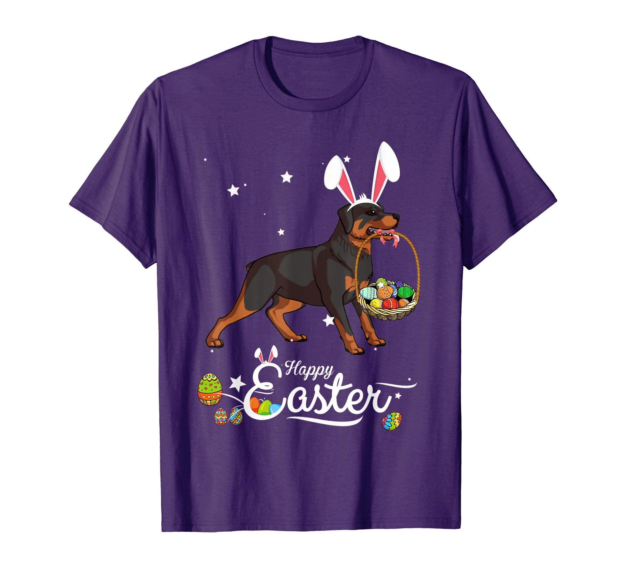 Rottweiler Dog With Bunny Hat Easter Costume T Shirt