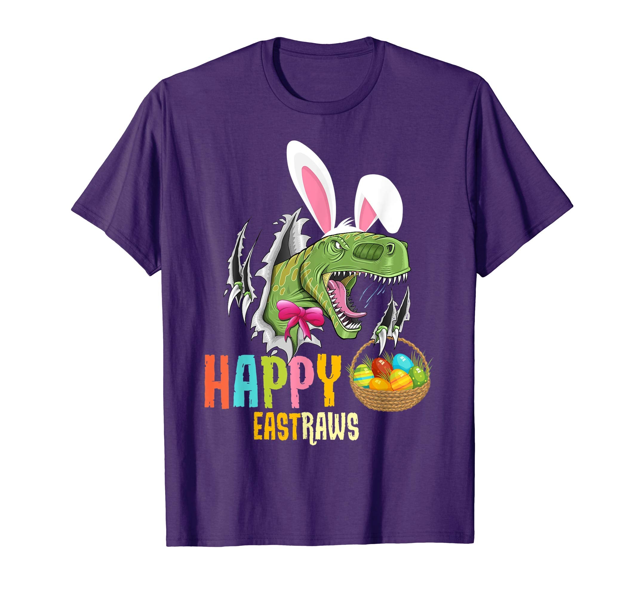 Happy Eastrawr T Rex Dinosaur Easter Bunny Egg Shirt Kids