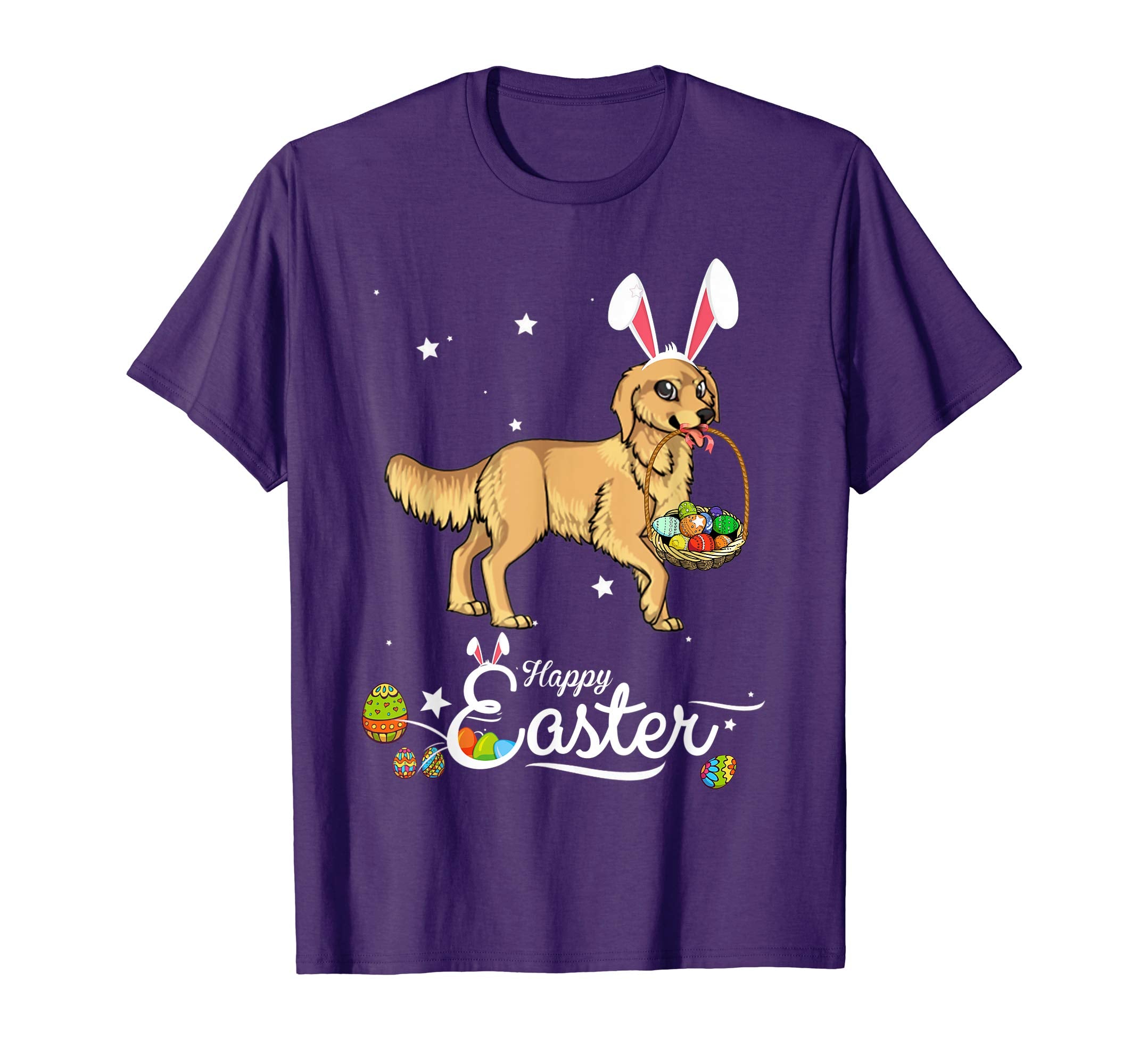 Golden Retriever Dog With Bunny Hat Easter Costume T Shirt