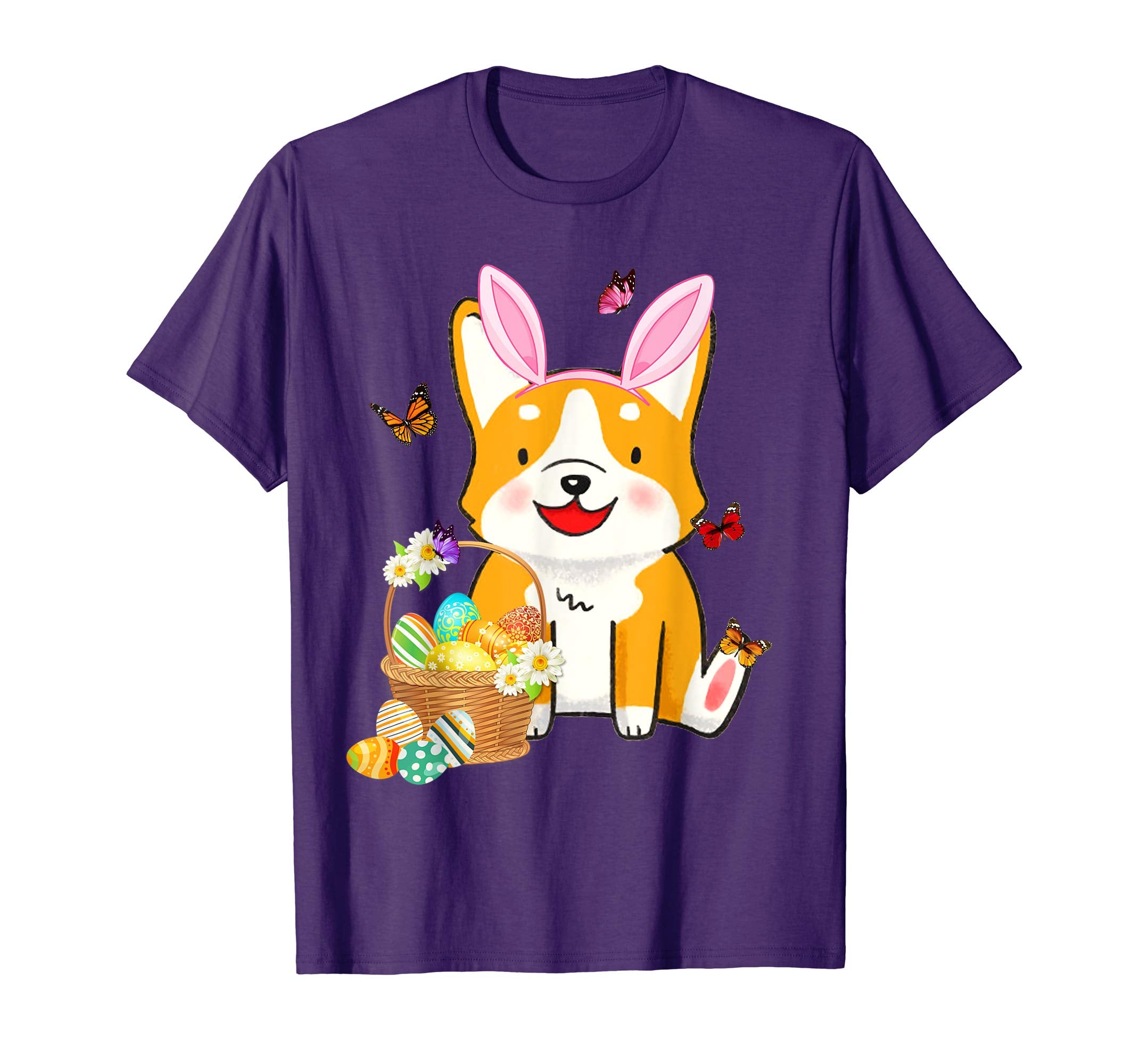 Corgi Bunny Hat Rabbit Easter Eggs Shirt Happy Ea