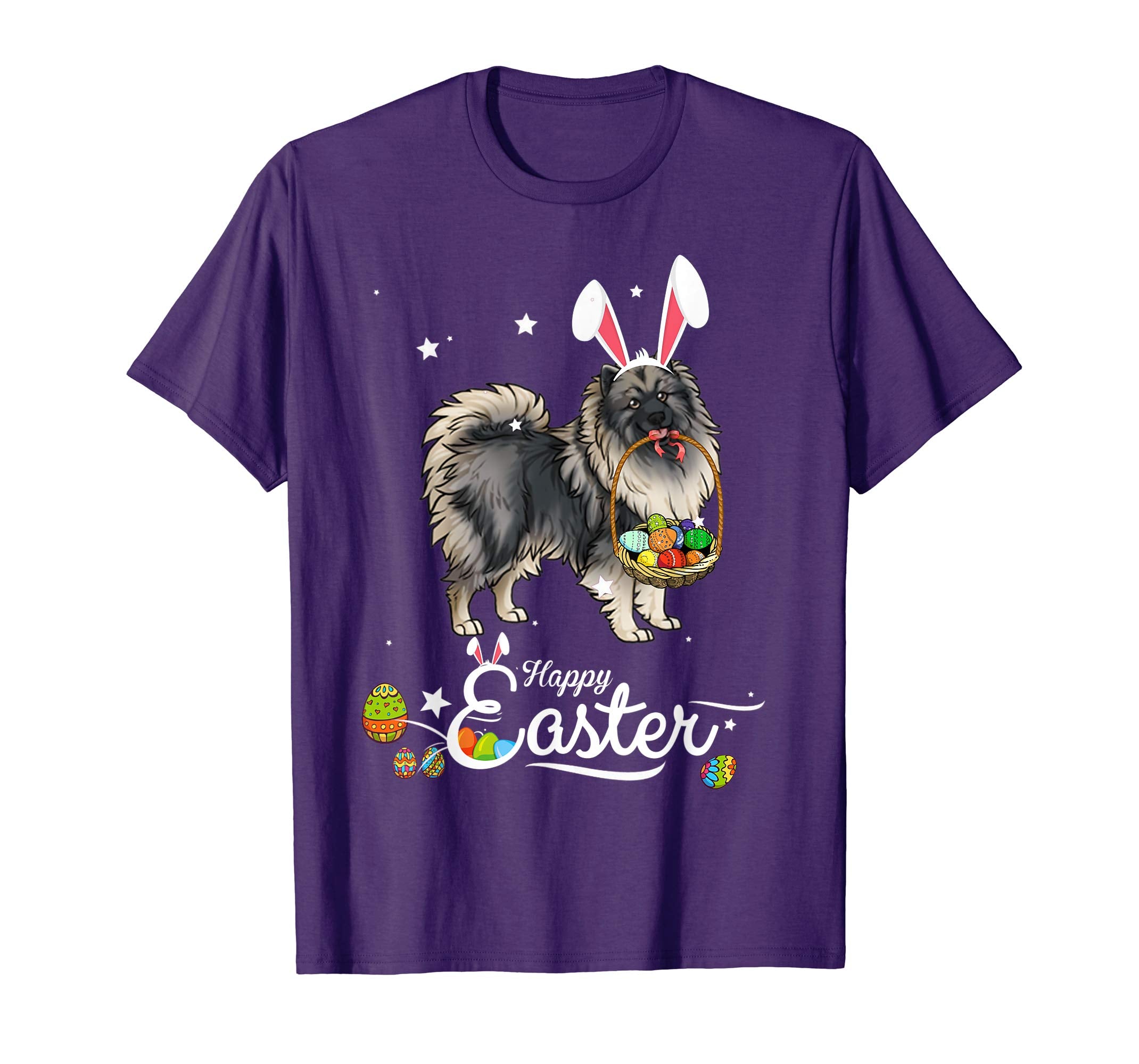 Keeshond Dog With Bunny Hat Easter Costume T Shirt