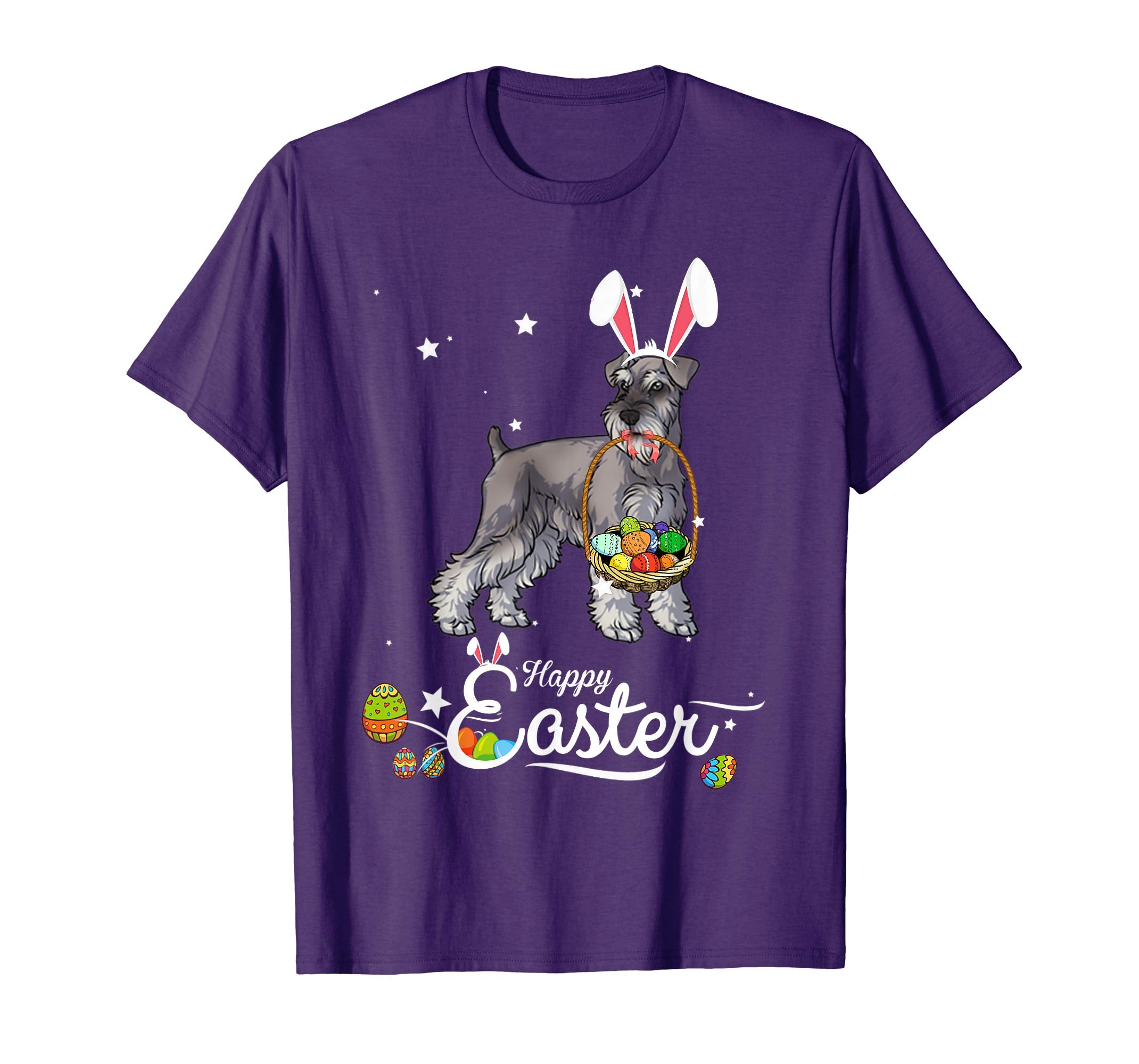 Miniature Schnauzer Dog With Bunny Hat Easter Costume Shirt