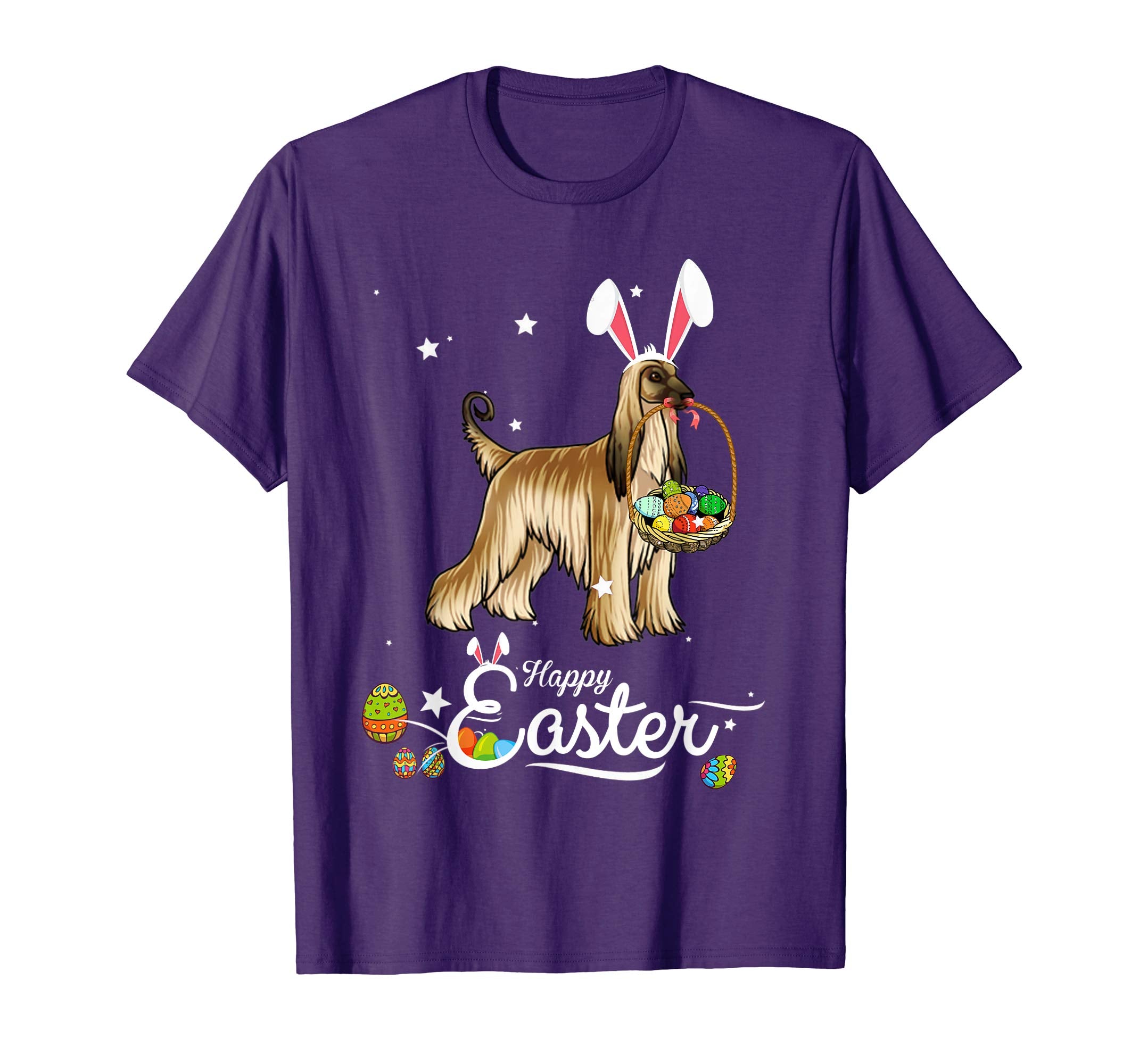 Afghan Hound Dog With Bunny Hat Easter Costume T Shirt