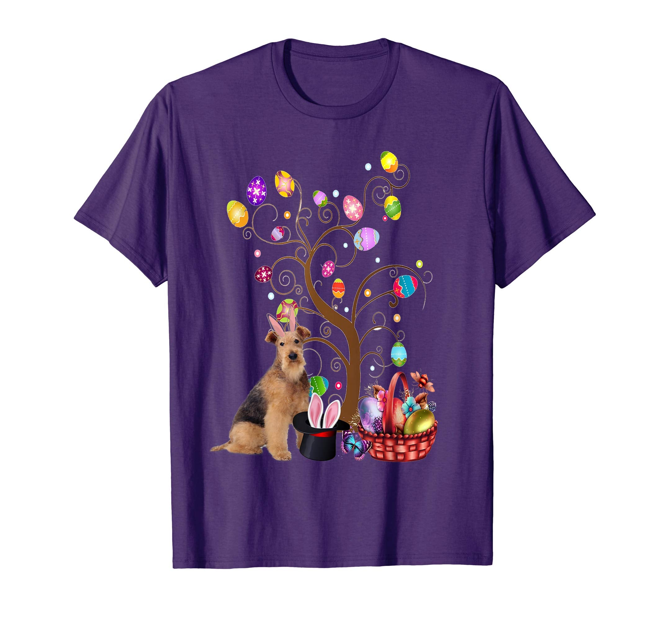 Bunny Airedale Terrier Dog Easter Day Hunting Egg T-Shirt